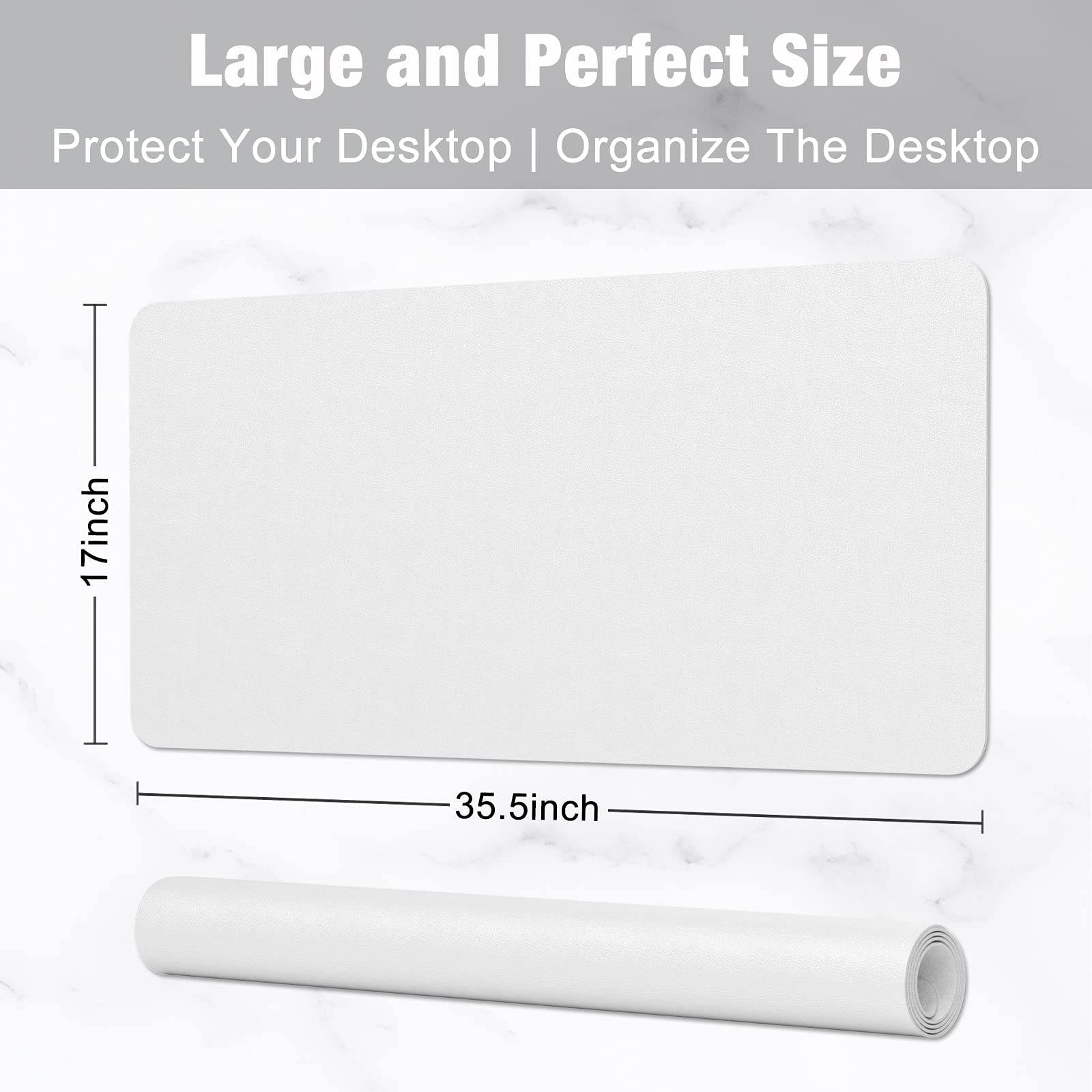 Hsurbtra Desk Pad, 35.5" x 17" PU Leather Desk Mat, XXL Extended Mouse Pad, Waterproof Desktop
