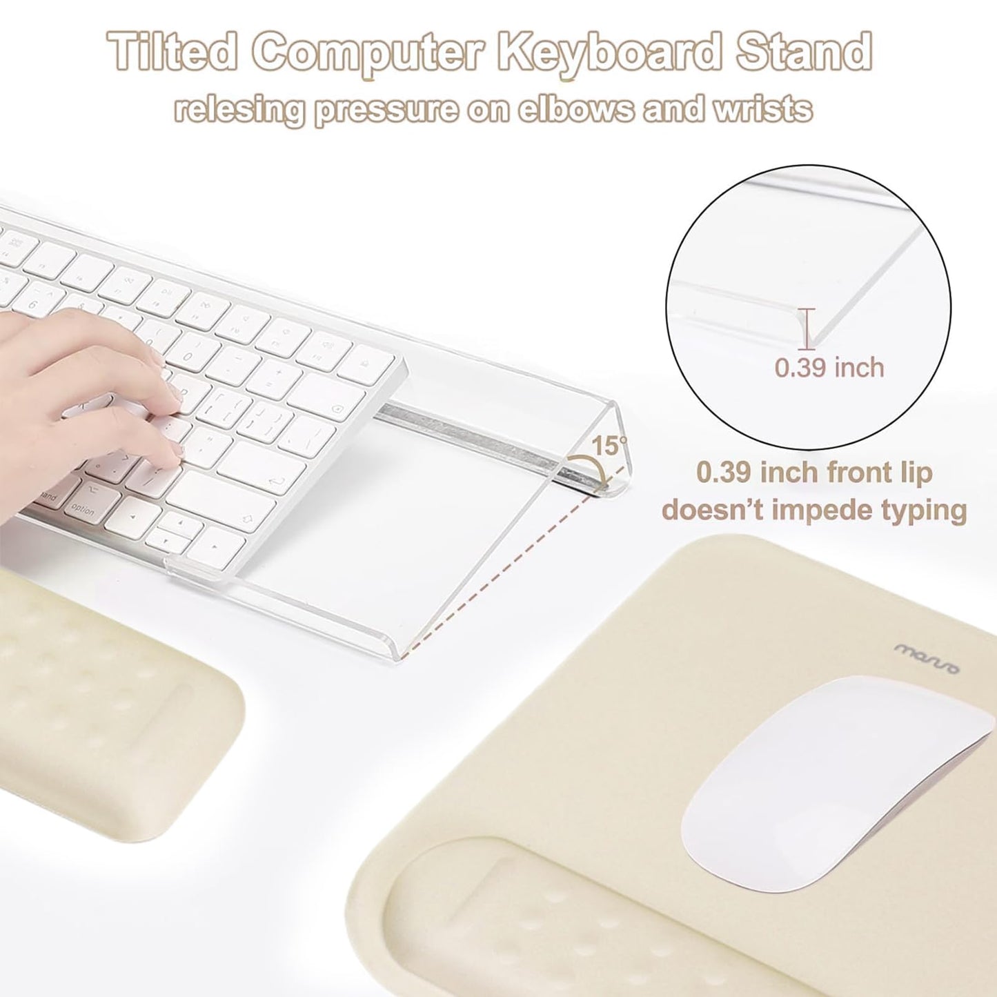 MOSISO Keyboard Stand&Wrist Rest Support for Keyboard &Mouse Pad Set