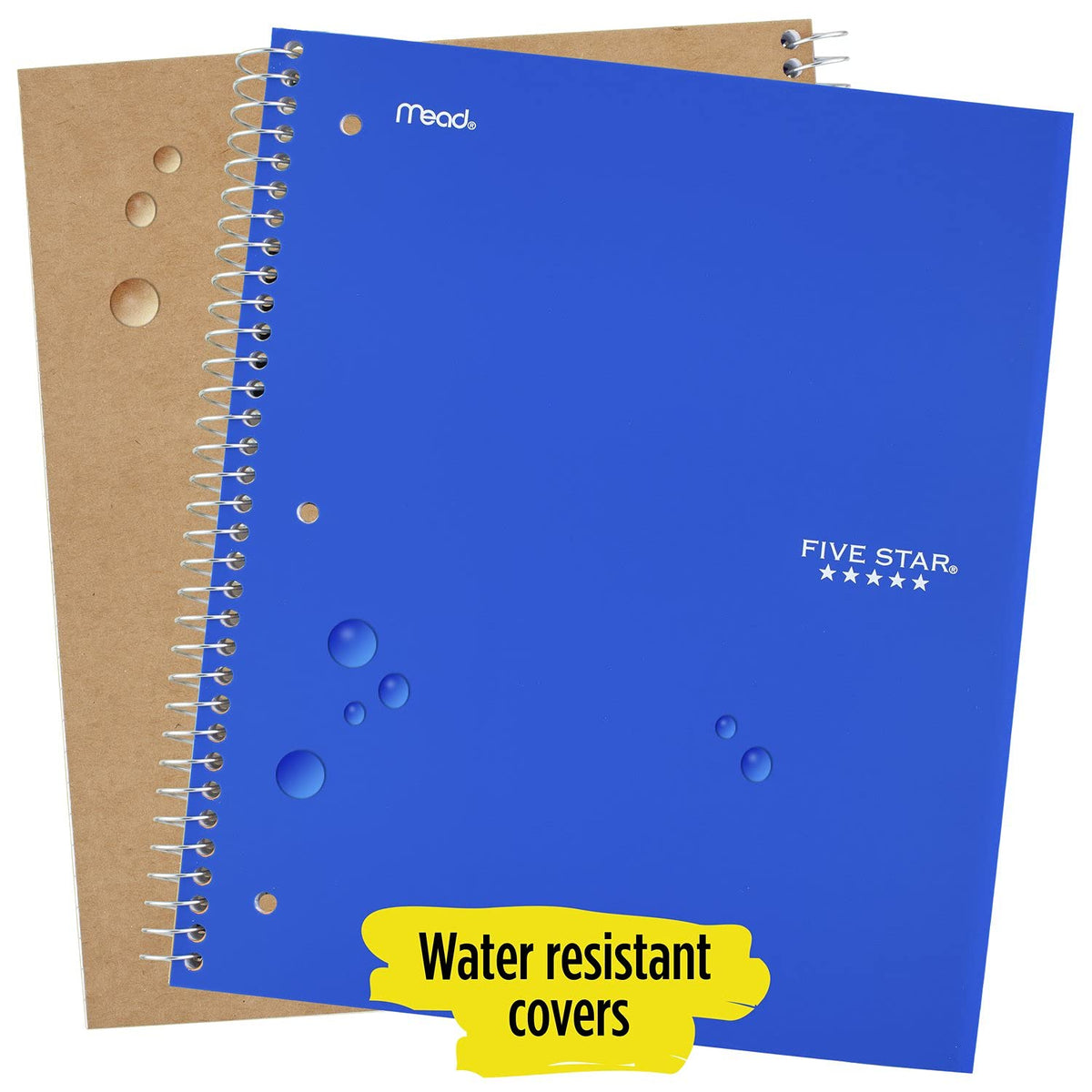 Five Star Spiral Notebook, 5-Subject, Wide Ruled Paper, 10-1/2" x 8", 150 Sheets, Harvest Yellow