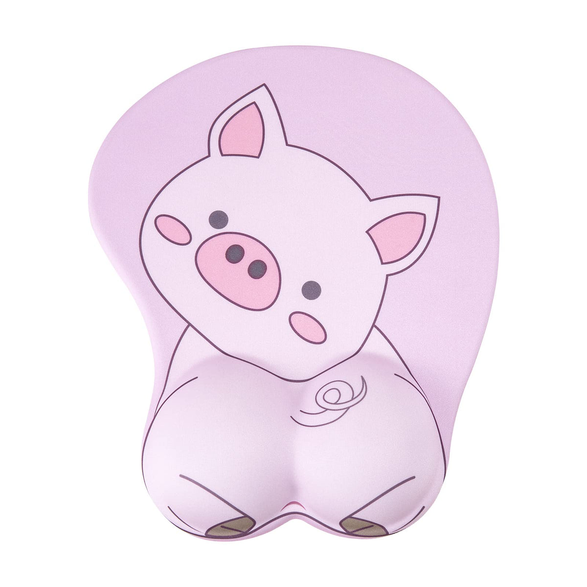 KAIGOBOX Mouse Pad Wrist Support, Pig Shape Design Pink Mouse Pad with Non-Slip Base, Desktop