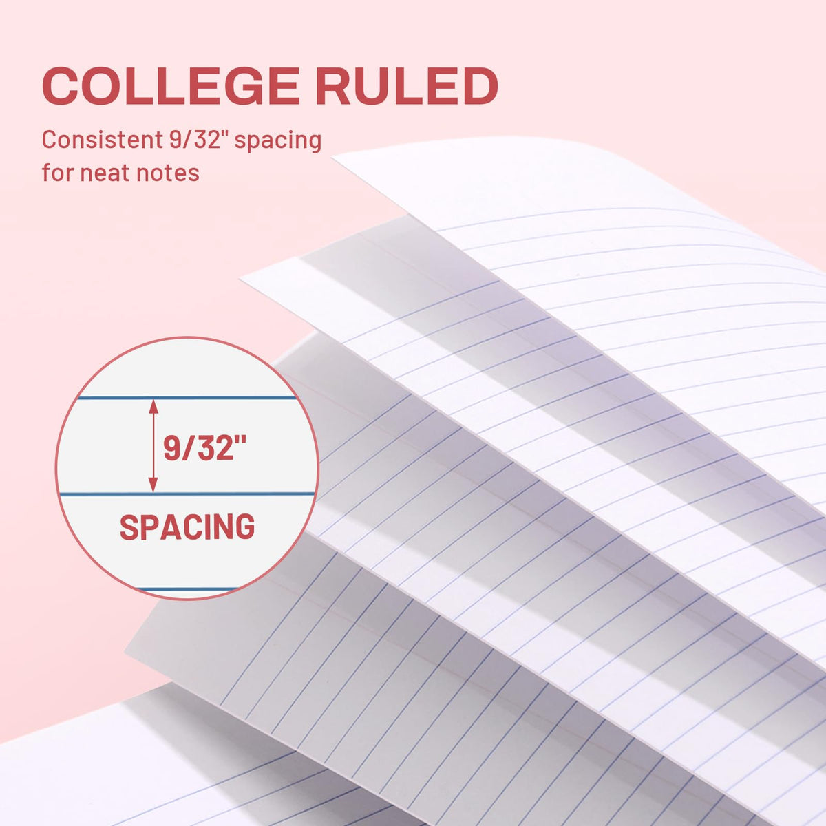 SUNEE Spiral Notebook, 2-Subject, College Ruled Paper, 6" x 9-1/2", 80 Sheets, Spiral Notebooks for