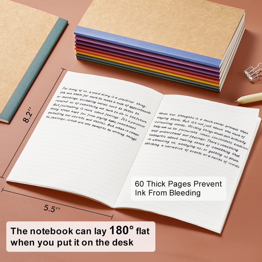 feela 16 Pack Composition Notebooks Bulk, Kraft Cover Lined Blank College Ruled Composition Travel