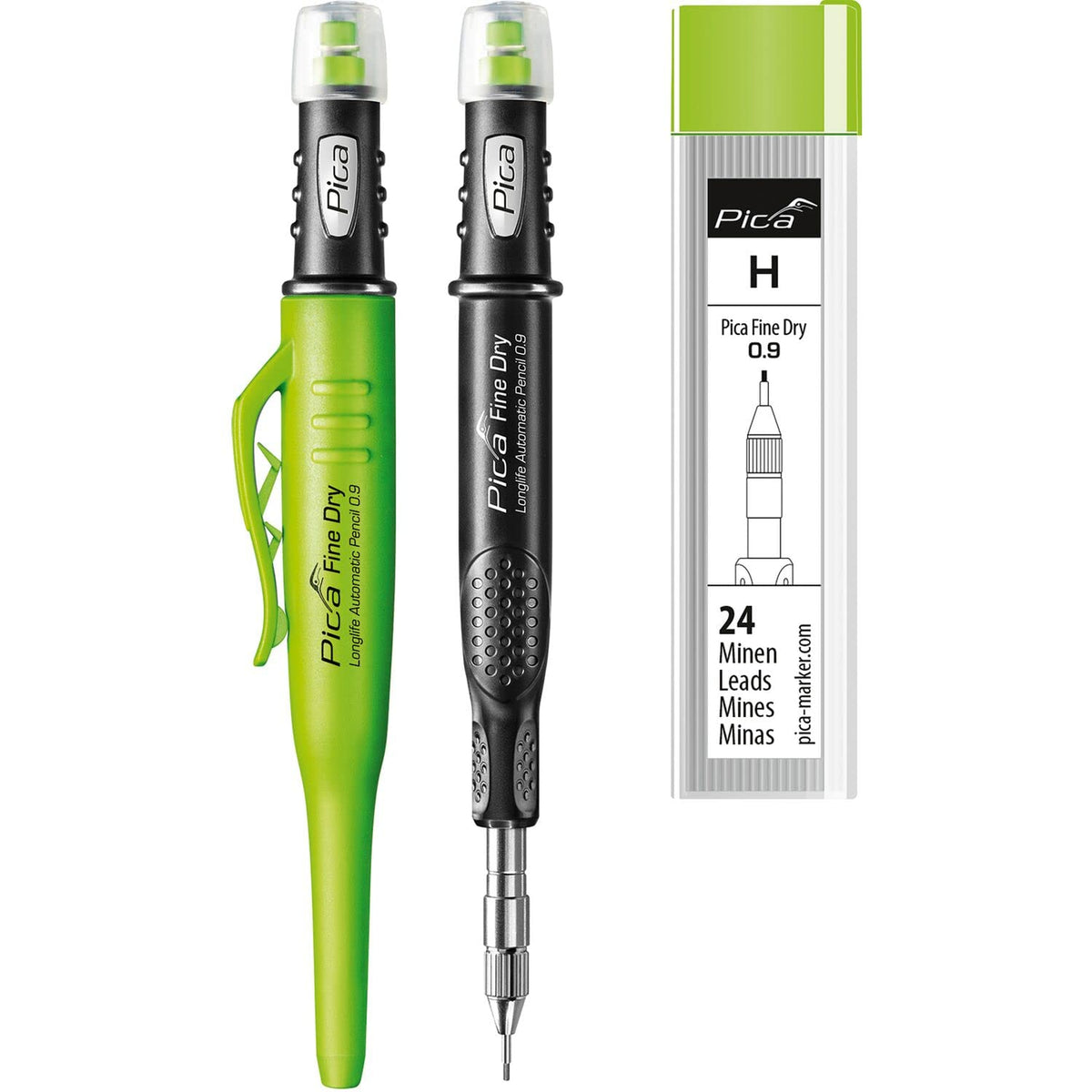 vasalat Pica Deep Hole Marker Fine-Dry 0.9, Pencil Drill Hole Marker 7070 + 24 Replacement Graphite