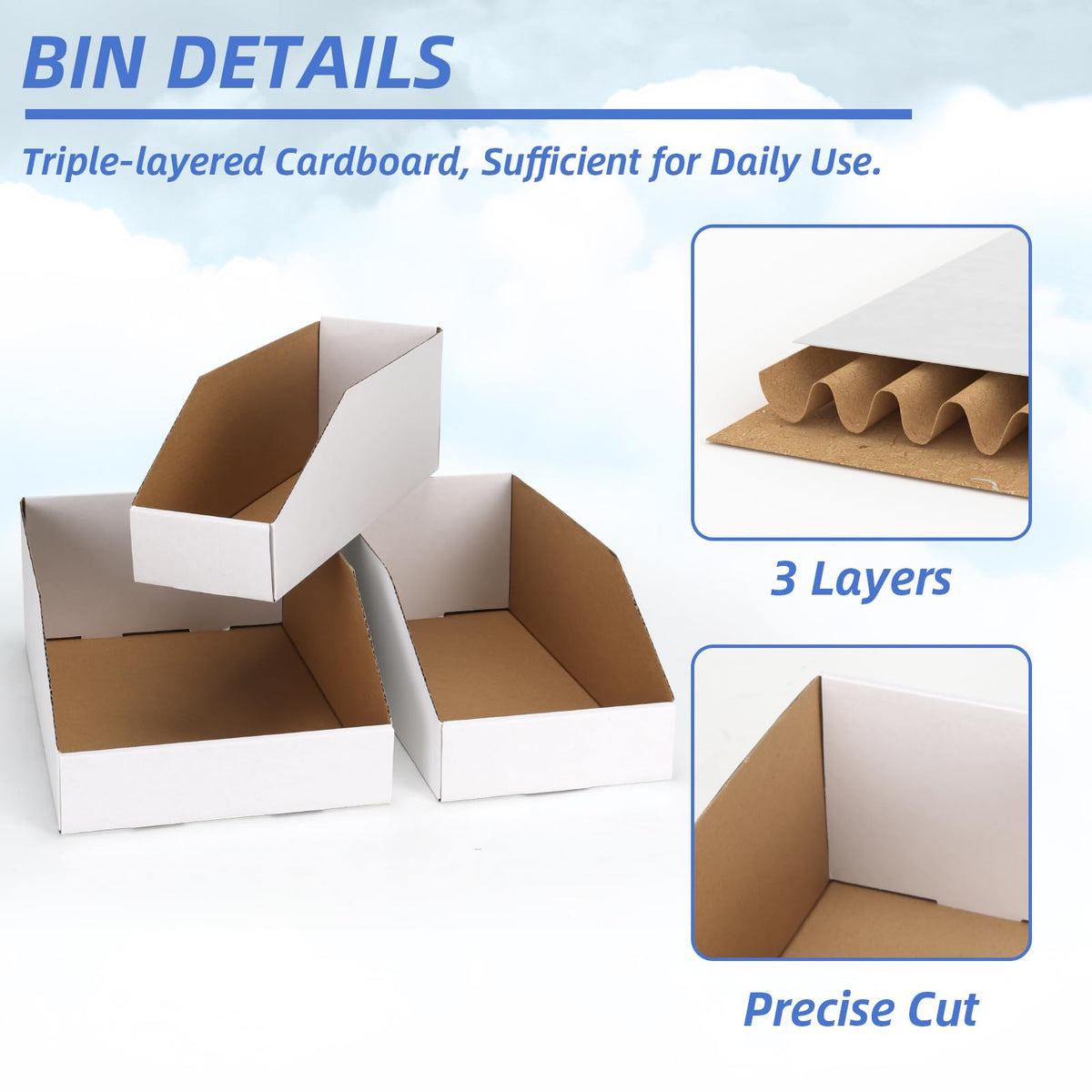 ZBEIVAN Cardboard Storage Bins Boxes 30 Packs, Easy Assembly Pantry Organizer Bins for Shelf, White