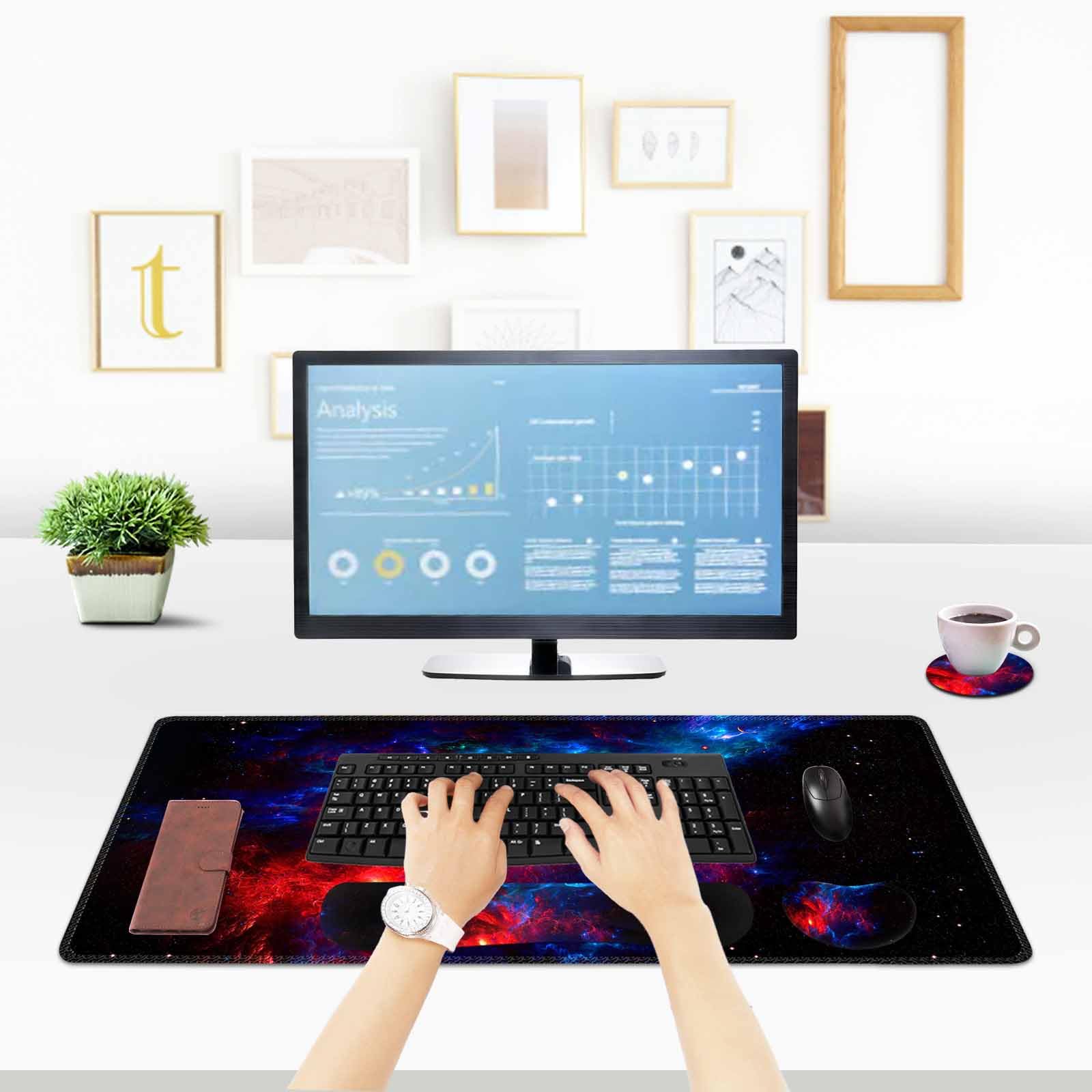 ToLuLu Extended Gaming Mouse Pad, Memory Foam Ergonomic Keyboard Mouse Wrist Rest Support Set