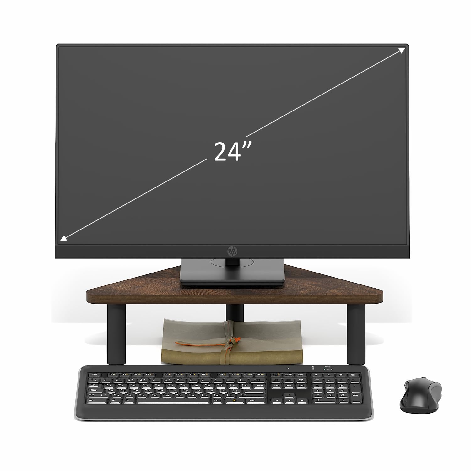 Furinno Turn-N-Tube Monitor Stand Riser, 19.6" Wide Triangle Corner Monitor Riser, Laptop Stand for