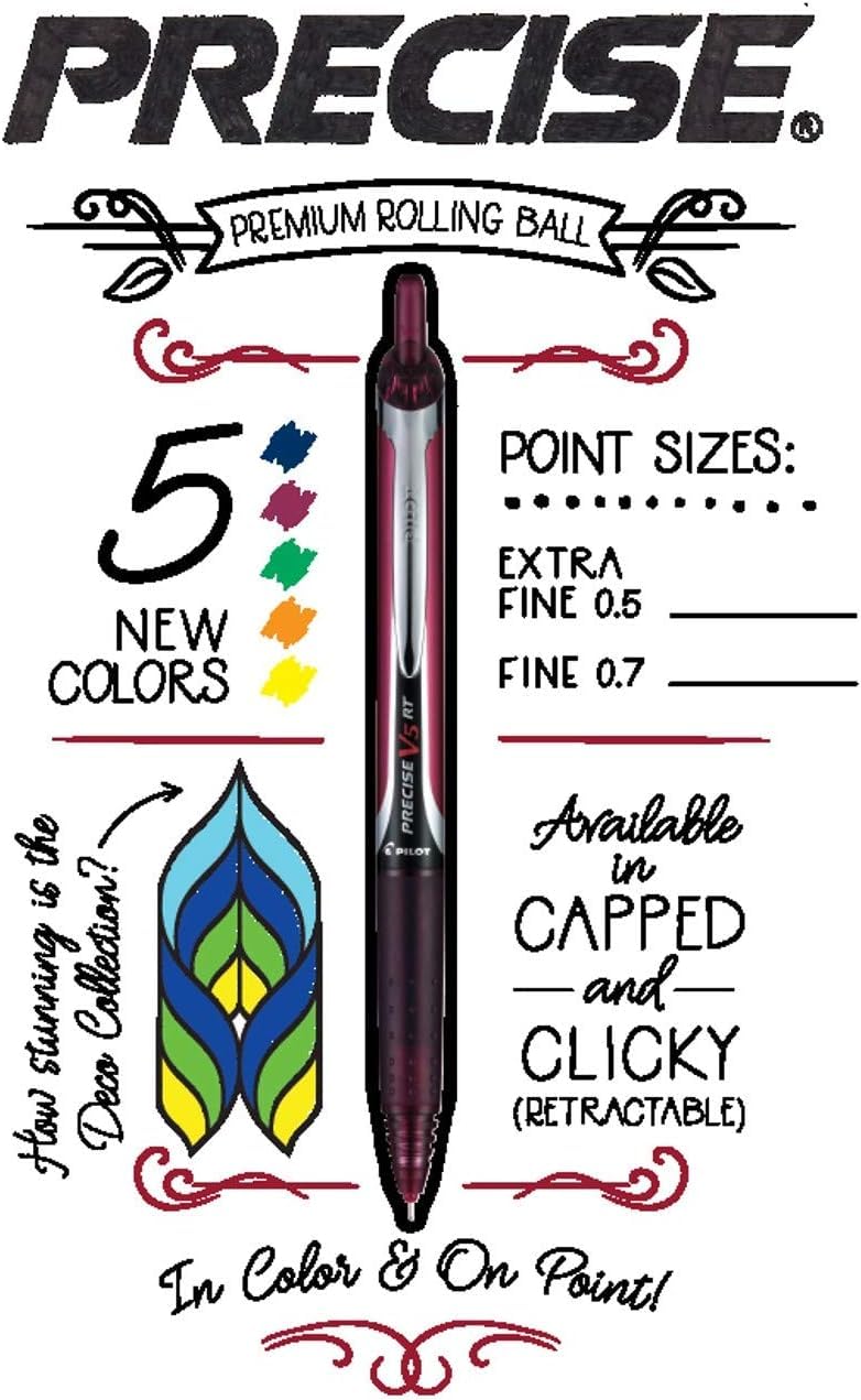 Advantage Gifts Precise V7 RT Retractable Rolling Ball Pens, Fine Point (.7mm), Assorted Colors