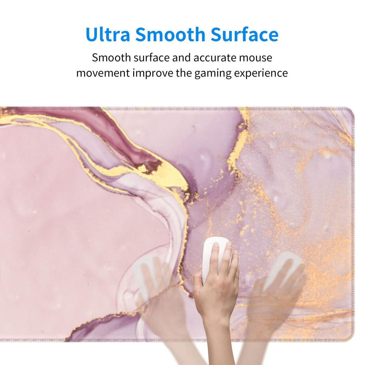 Rose Gold Marble Mouse Pad Abstract Pink Desk Mat 31.5x11.8 Inch Marbled Texture Non-Slip Rubber