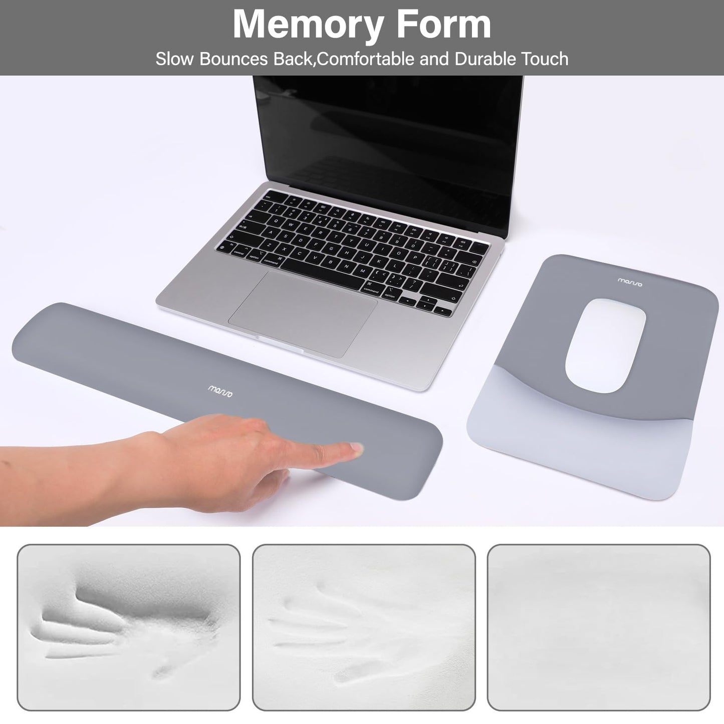 MOSISO Wrist Rest Support Mouse Pad & Keyboard Set, Gray