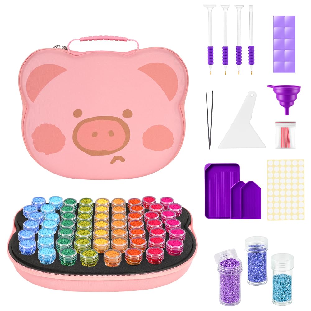 ZORETCO Diamond Art Storage with 60 Containers, Diamond Art Kits for Adults