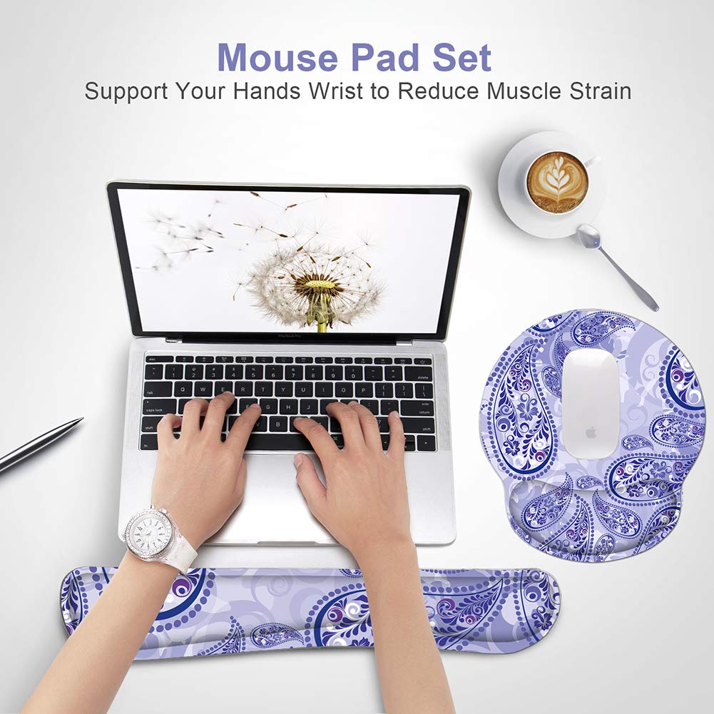iVeze Keyboard Wrist Rest Pad and Mouse pad with Wrist Rest Support Set, Non Slip Base Wrist