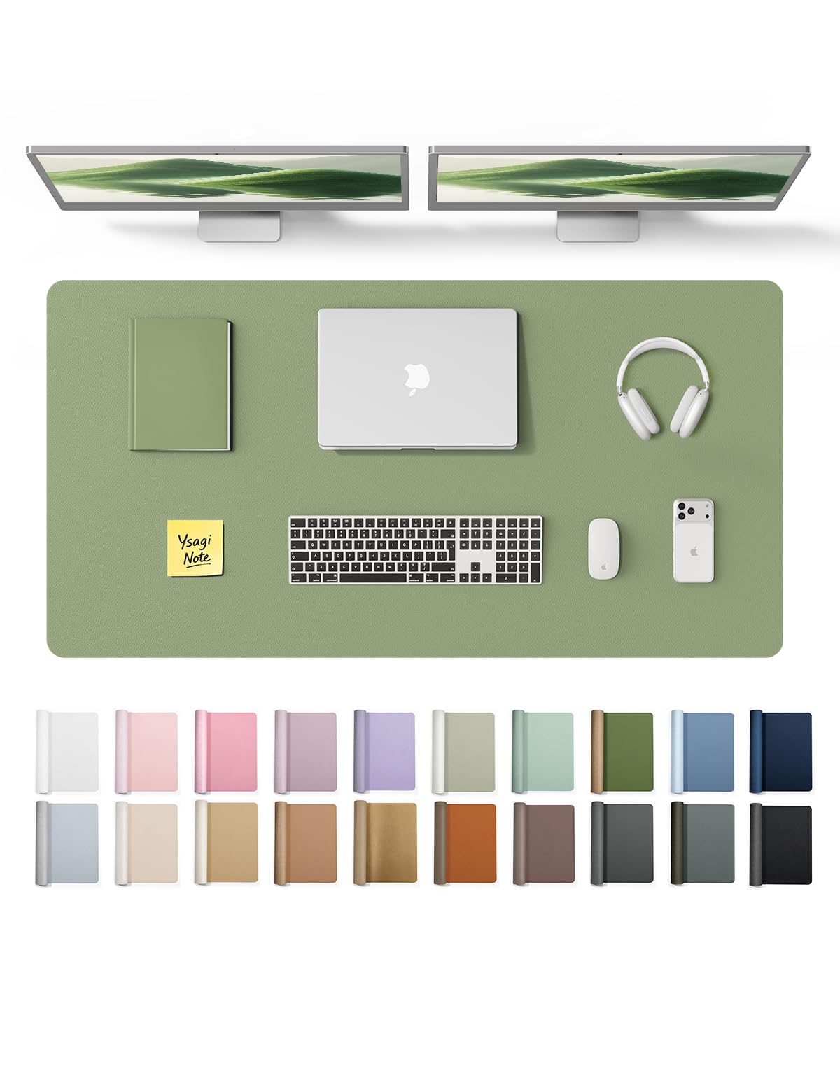 YSAGi Leather Desk Protector, Office Mat, Large Mouse Mat, Non-Slip PU Leather Blotter, Laptop Desk
