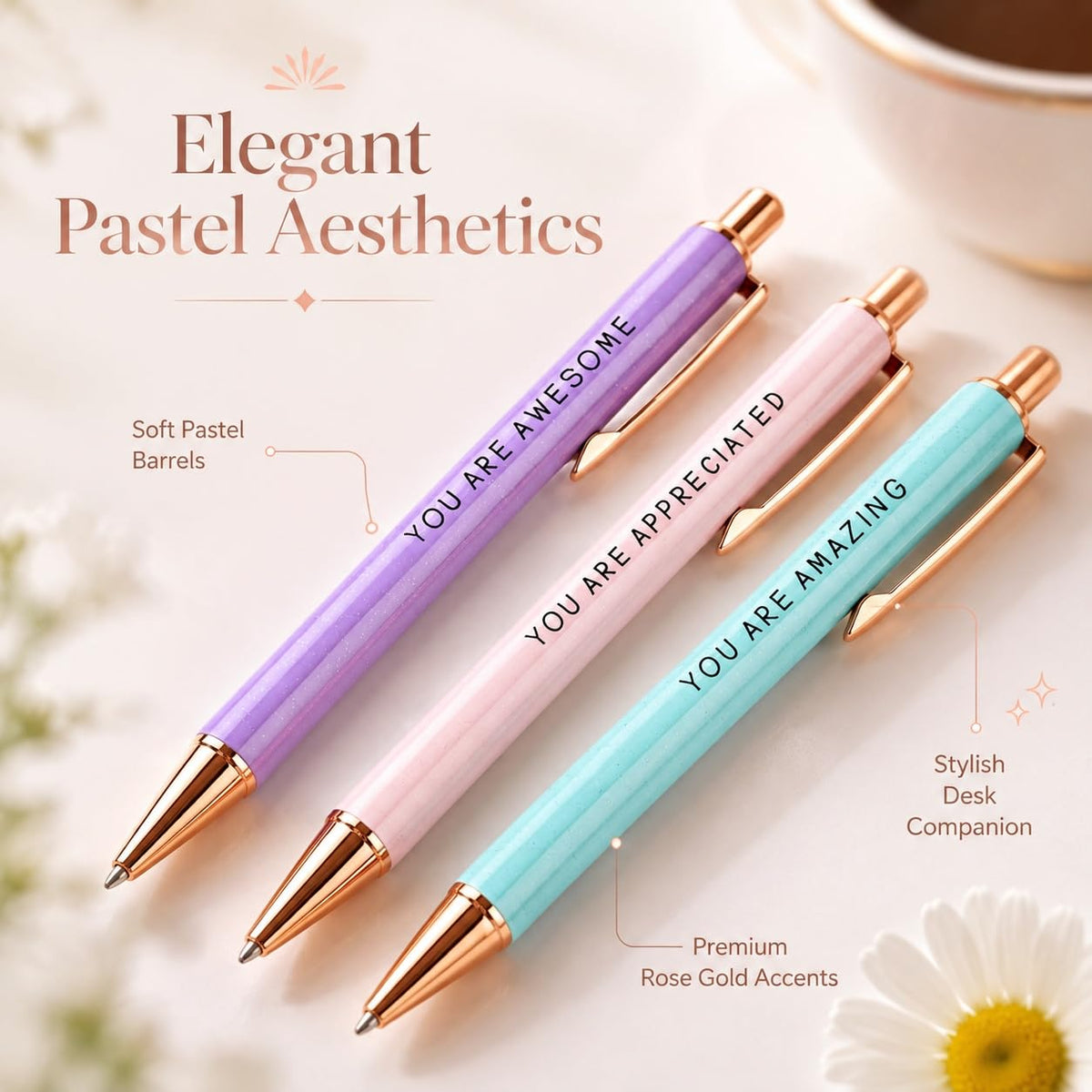 Appreciation Gifts for Coworkers, Motivational Pens Set of 3, Gift Box