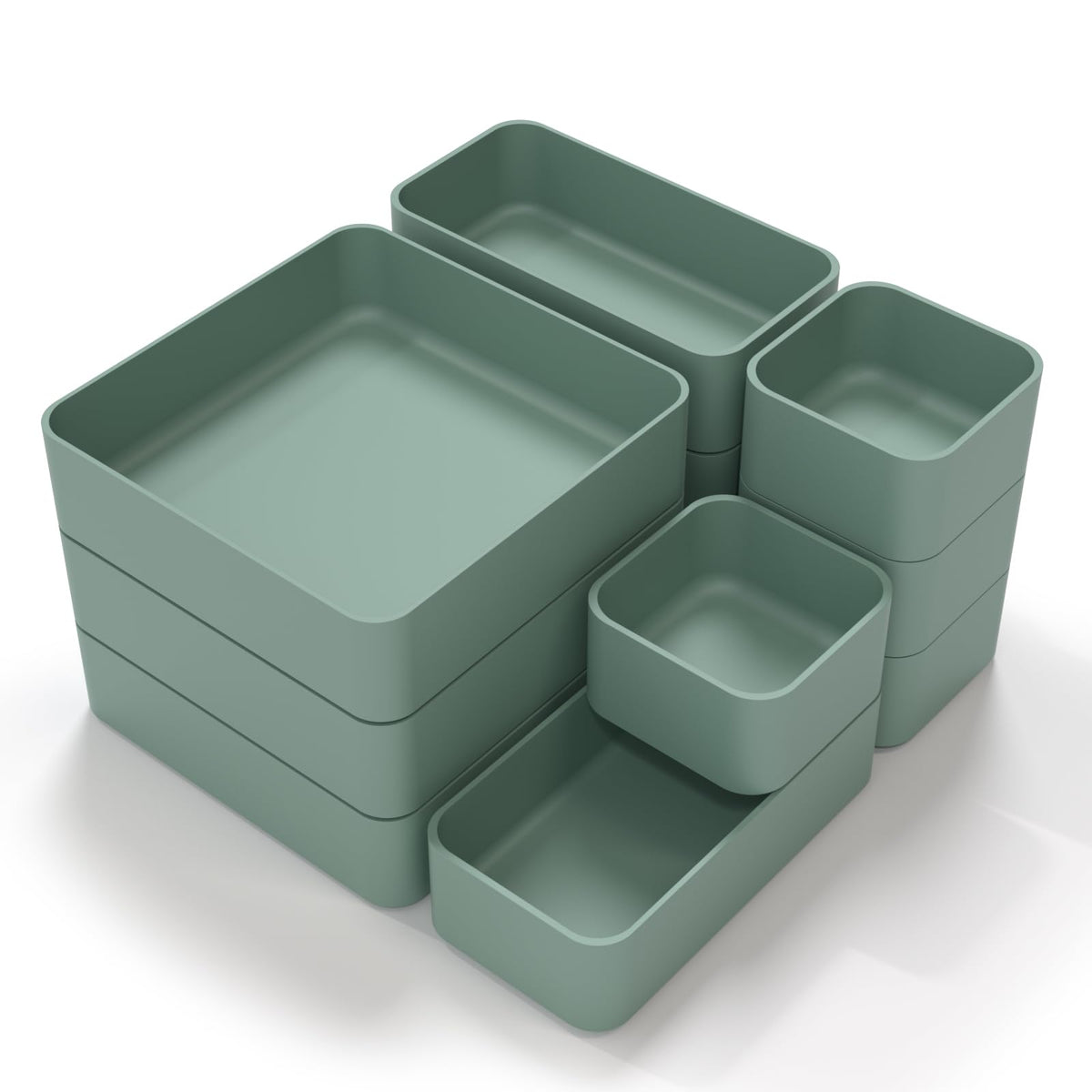 CHANCETSUI 11-Piece Stackable Drawer Organizer Set, Multi-size Desk Drawer Organizer Trays Vanity