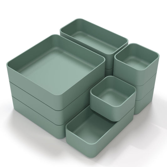 CHANCETSUI 11-Piece Stackable Drawer Organizer Set, Multi-size Desk Drawer Organizer Trays Vanity