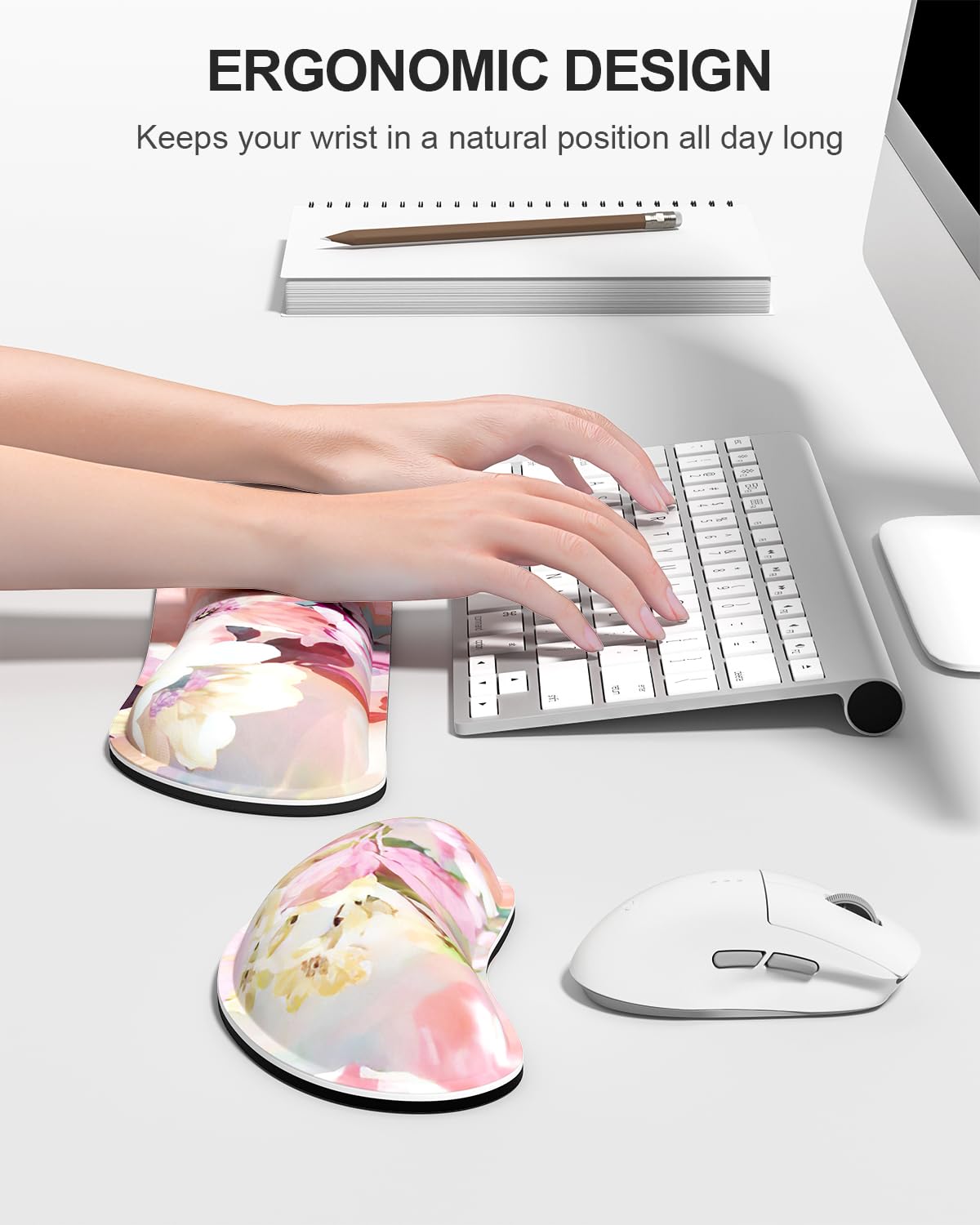 Auhoahsil Large Mouse Pad with Wrist Rests for Keyboard & Mouse, Thick Soft Ergonomic Memory Foam