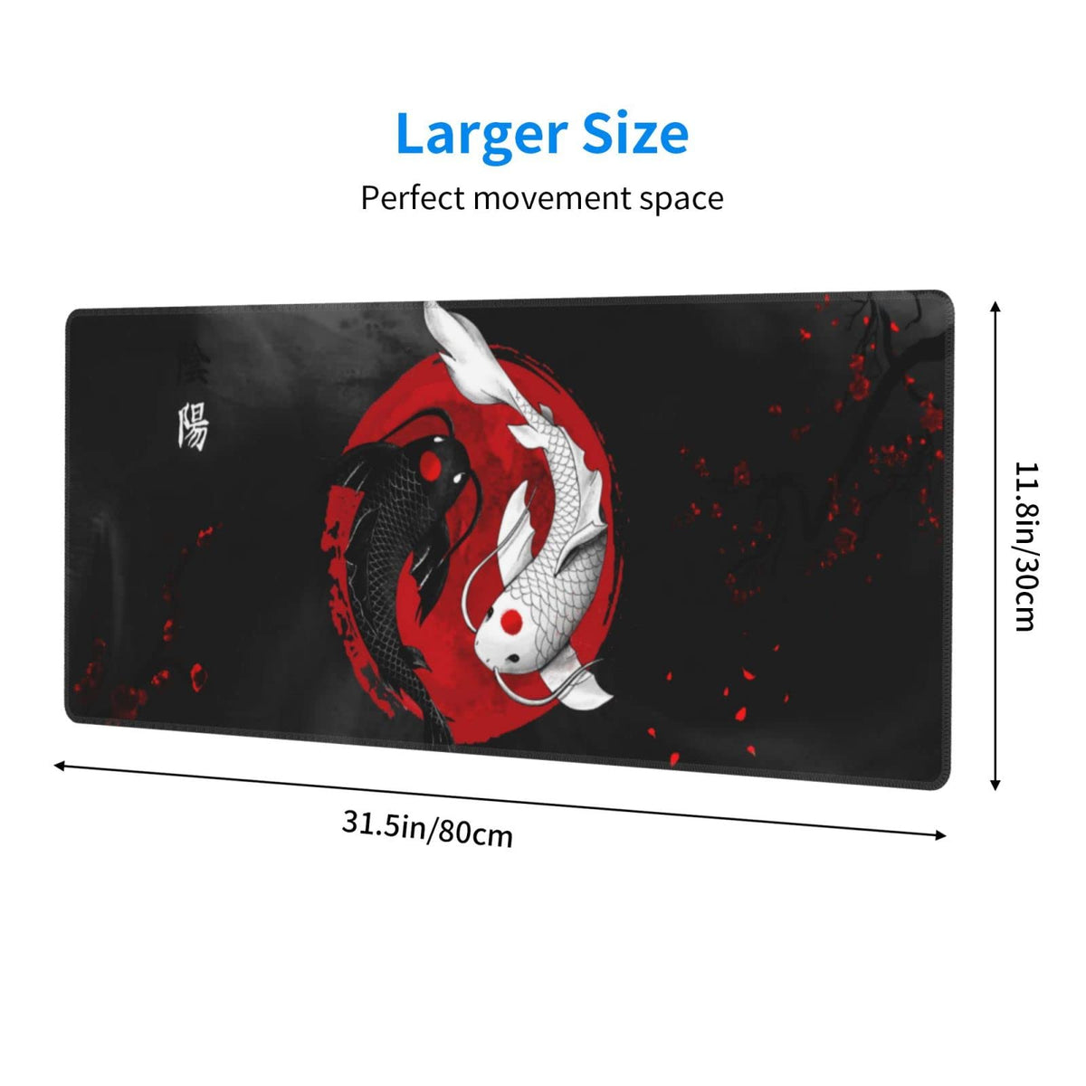 Japanese Koi Mouse Pad XL Extended Desk Mat, Computer Mousepad