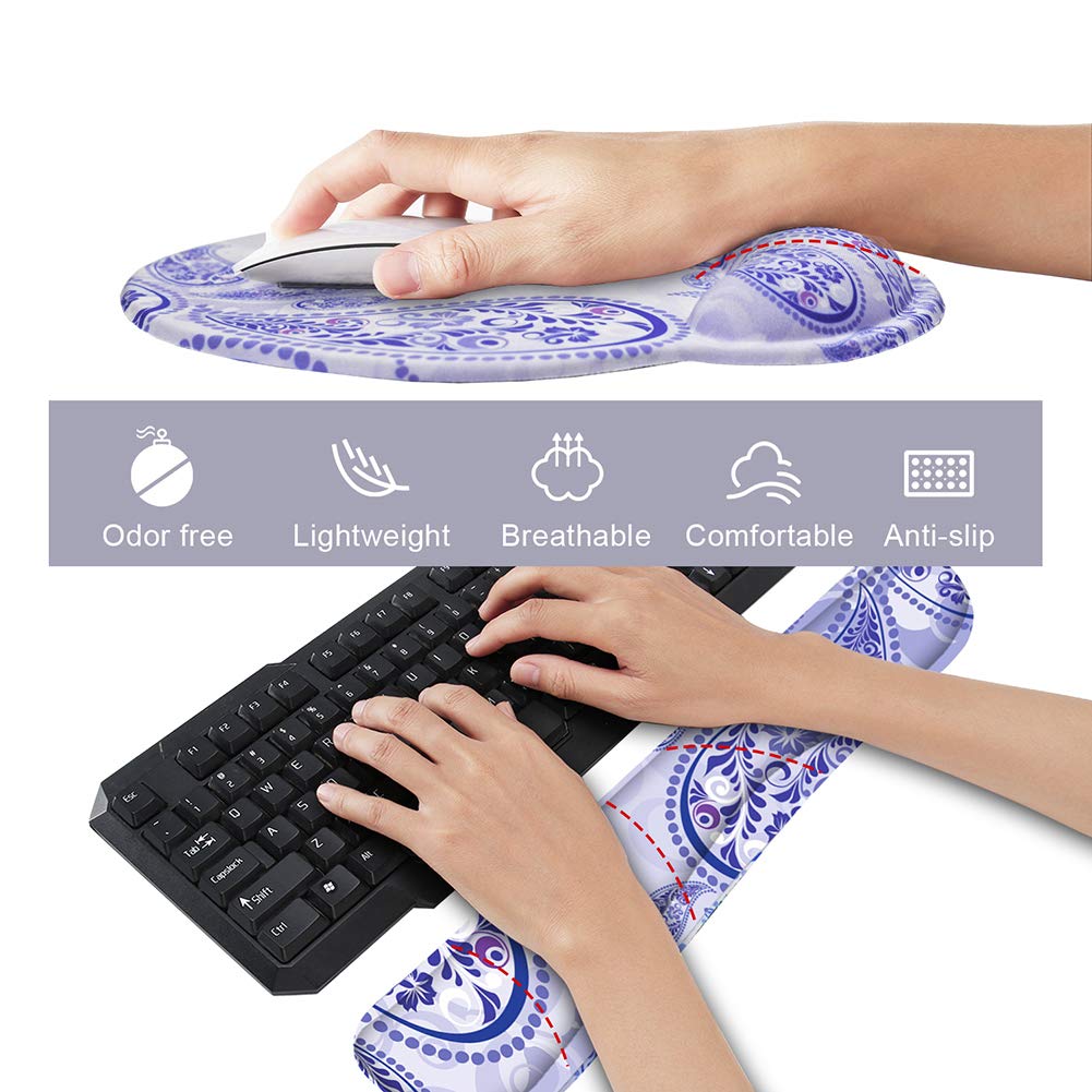 iVeze Keyboard Wrist Rest Pad and Mouse pad with Wrist Rest Support Set, Non Slip Base Wrist