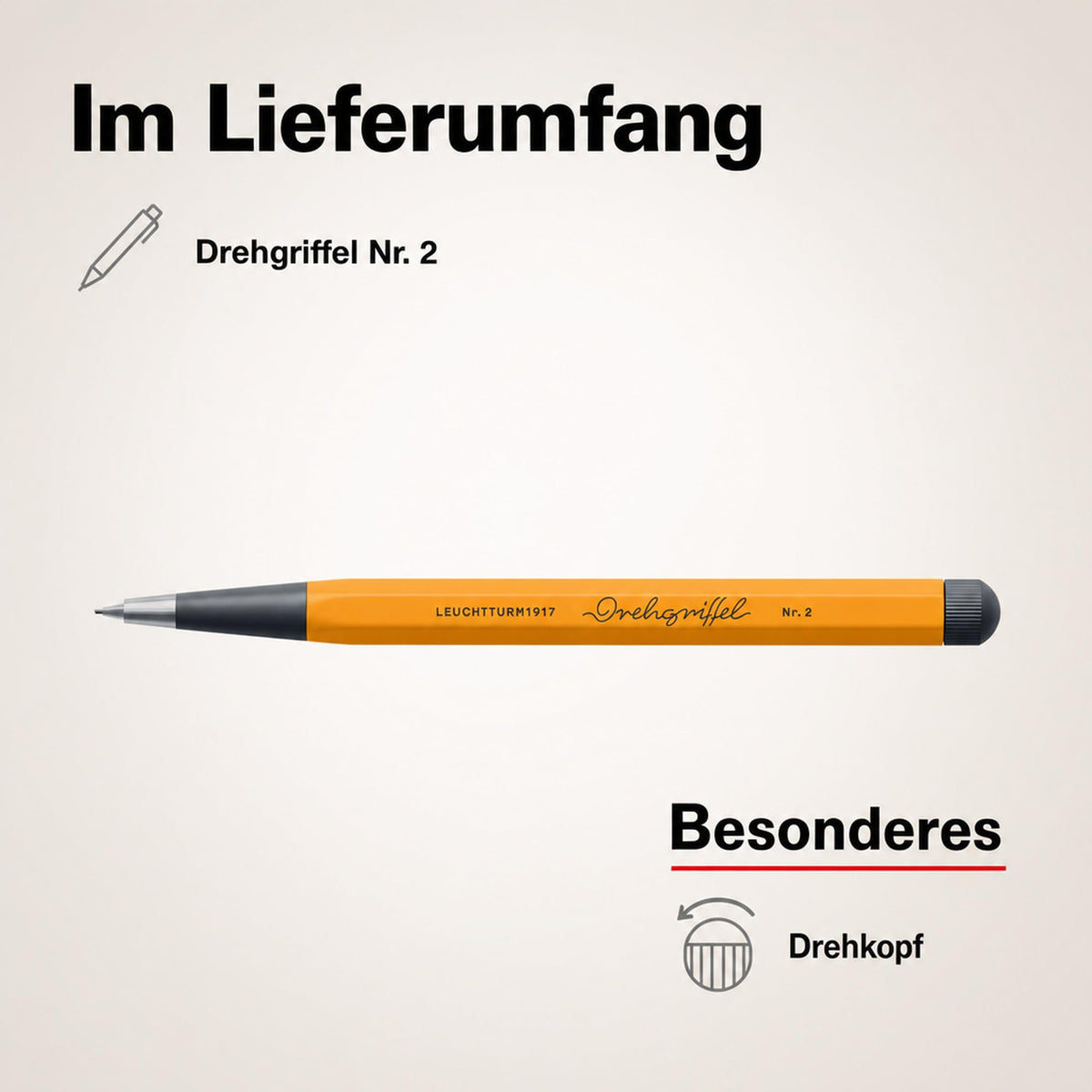 LEUCHTTURM1917 - Drehgriffel Mechanical Pencil - Refillable Writing Stylus with 0.7 mm HB Graphite