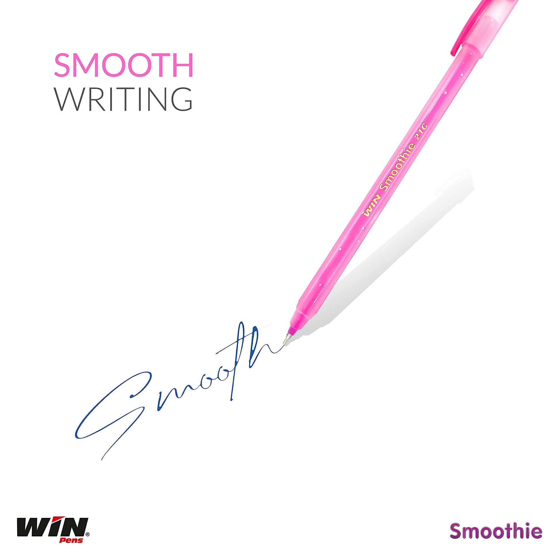 WIN Smoothie Ball Pens | 40 Pens (20 Blue Ink & 20 Black Ink) | 0.7 mm Tip | Comfortable Writing |