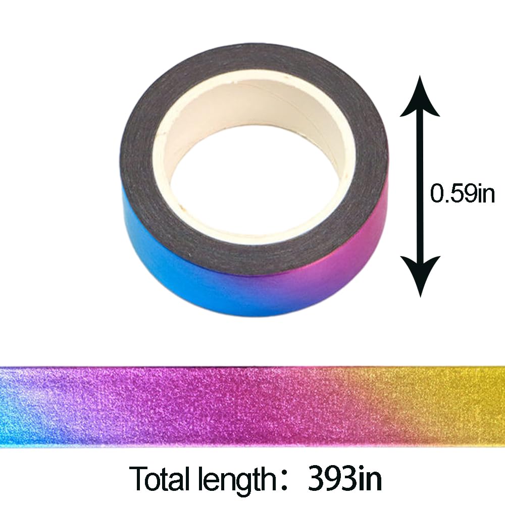 CIAJIE Foil Washi Tape,2 Rolls 5/8" x 393 inches(15mm*10M) Washi Tape, Masking Tape Craft Supplies