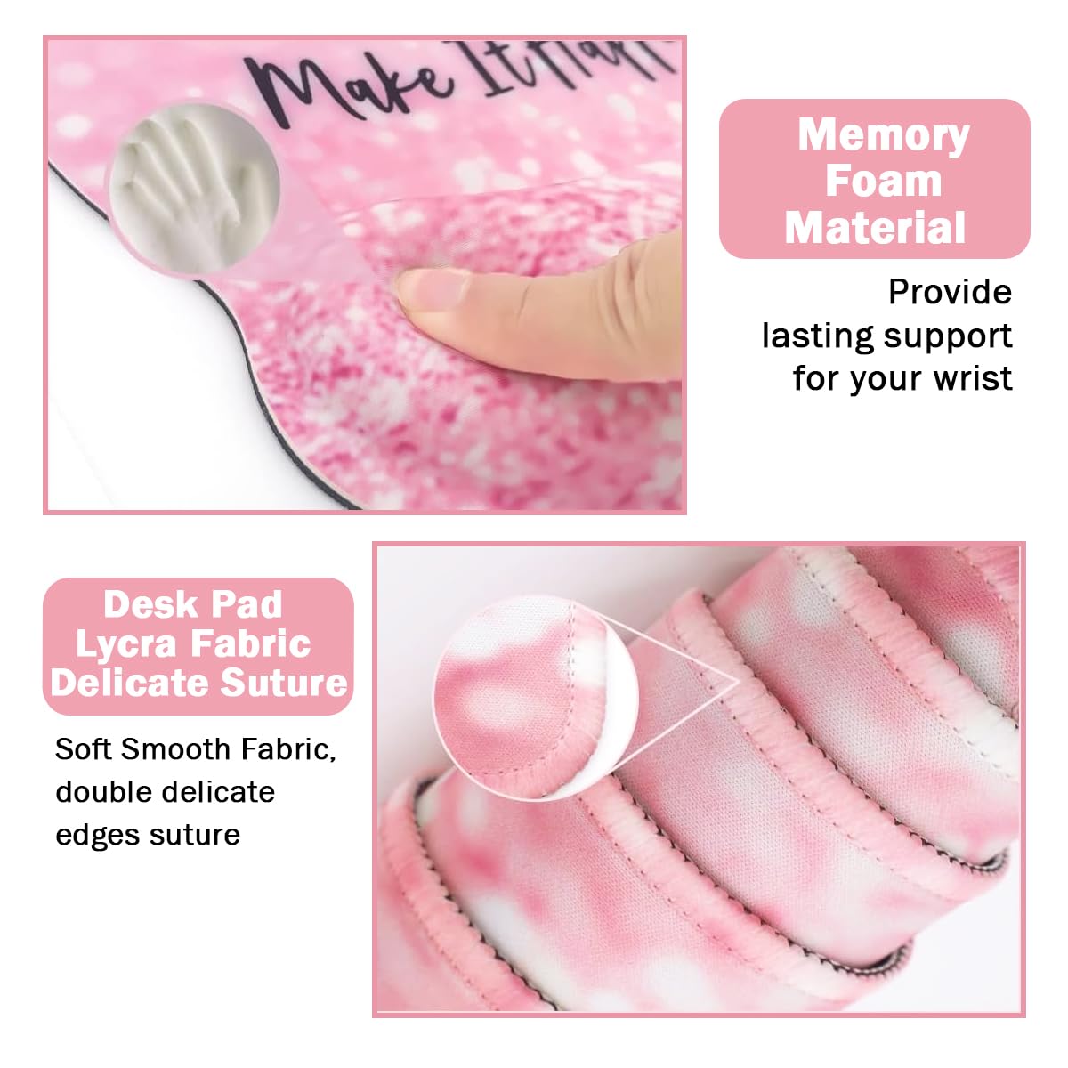 4-in-1 Gaming Mouse Pad Wrist Support Set，Desk Pad + Mouse Pad with Wrist Rest + Keyboard Wrist