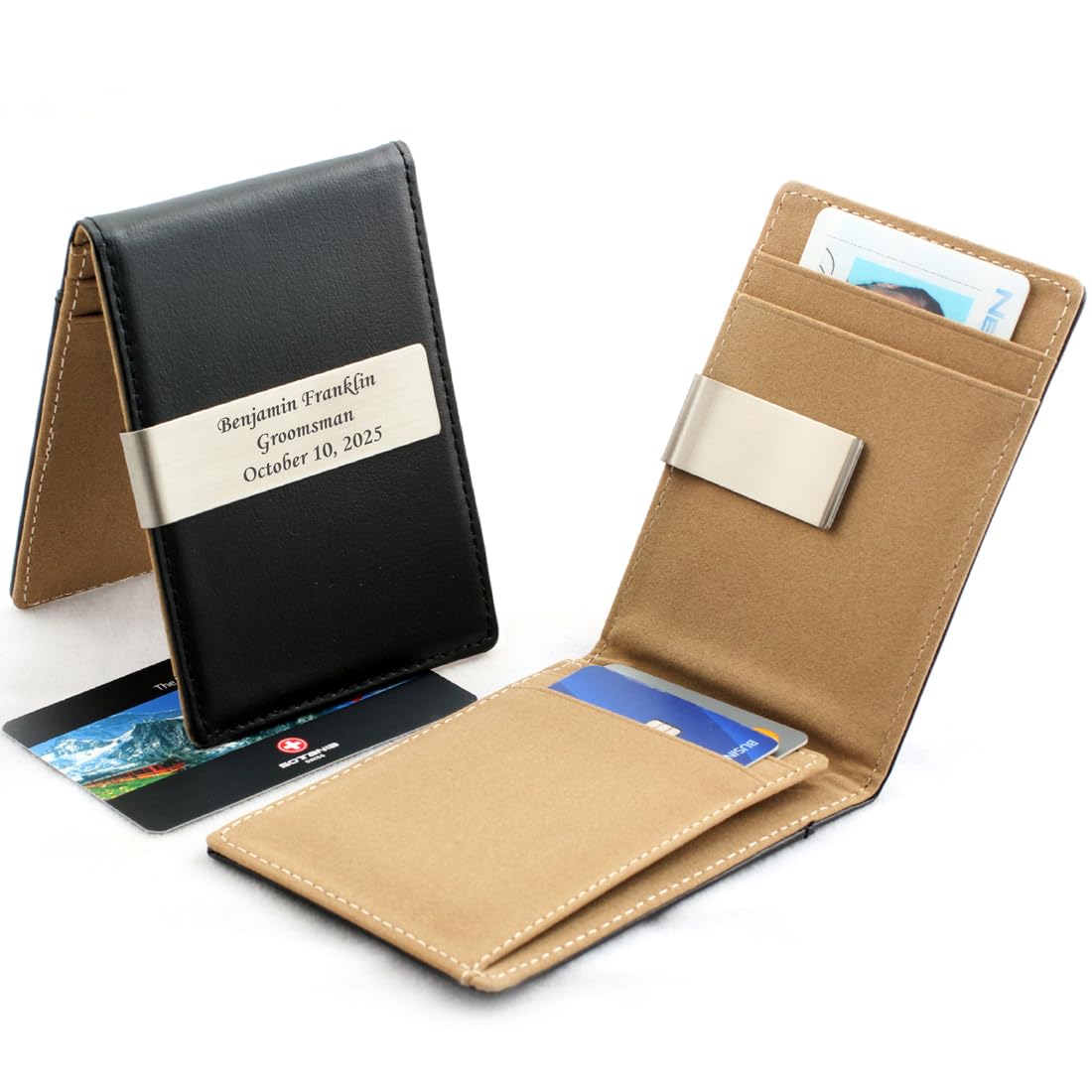 Personalized Pen & Money Clip Wallet Set with Engraving – Elegant Ballpoint Pen with Refill and