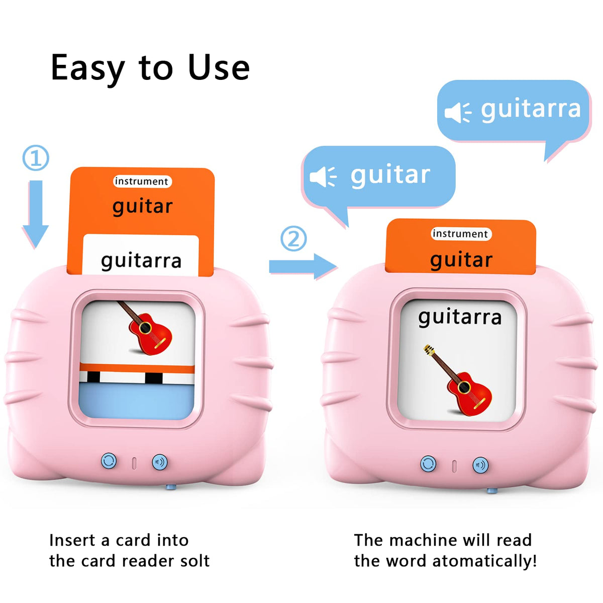 Lapare Spanish and English Bilingual Audible Flash Cards Toy with Music for Toddlers 1 2 3 4 5