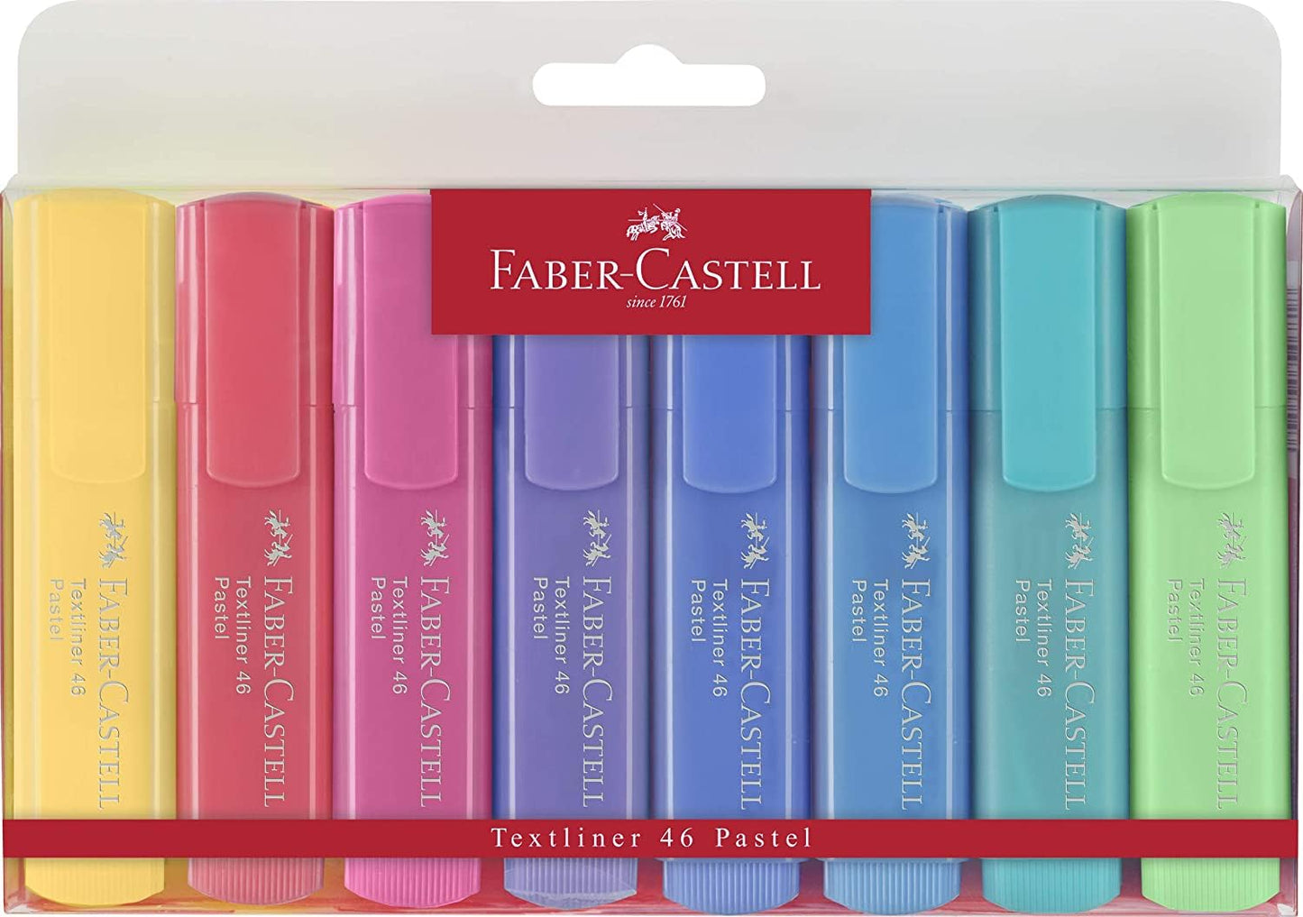 Faber-Castell Pastel Highlighter Set - 8 Chisel Tip Highlighter Pens in Assorted Pastel Colors