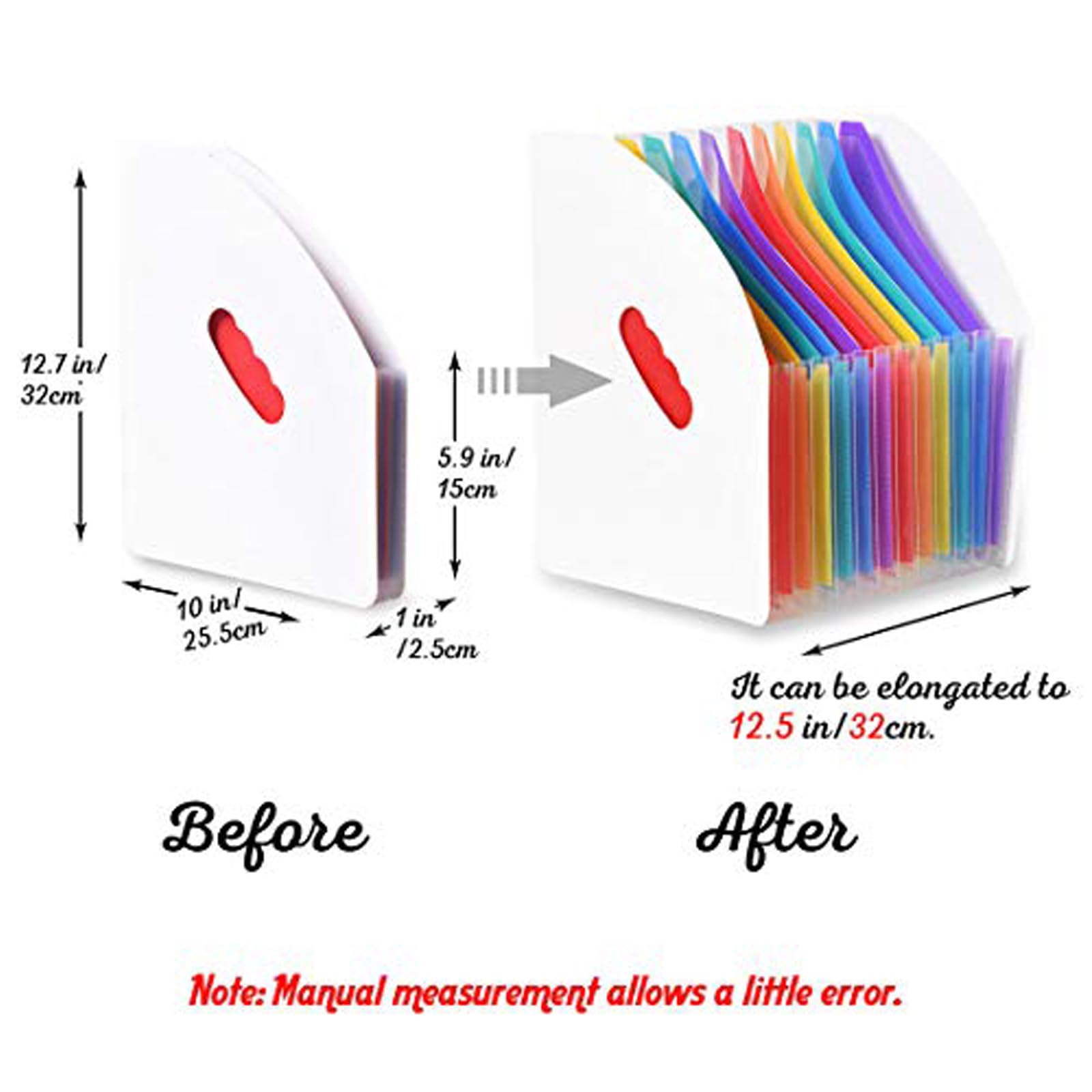 SAYEEC 13 Pockets Vertical Expanding File Folder Plastic Accordion File Organizer Desk Stand