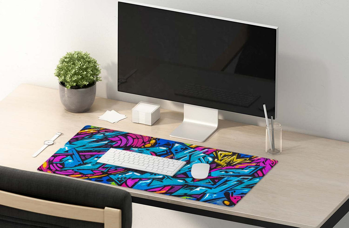SSOIU Extended Gaming Mouse Pad - Non-Slip Water-Resistant Rubber Base Computer Keyboard Mouse Mat