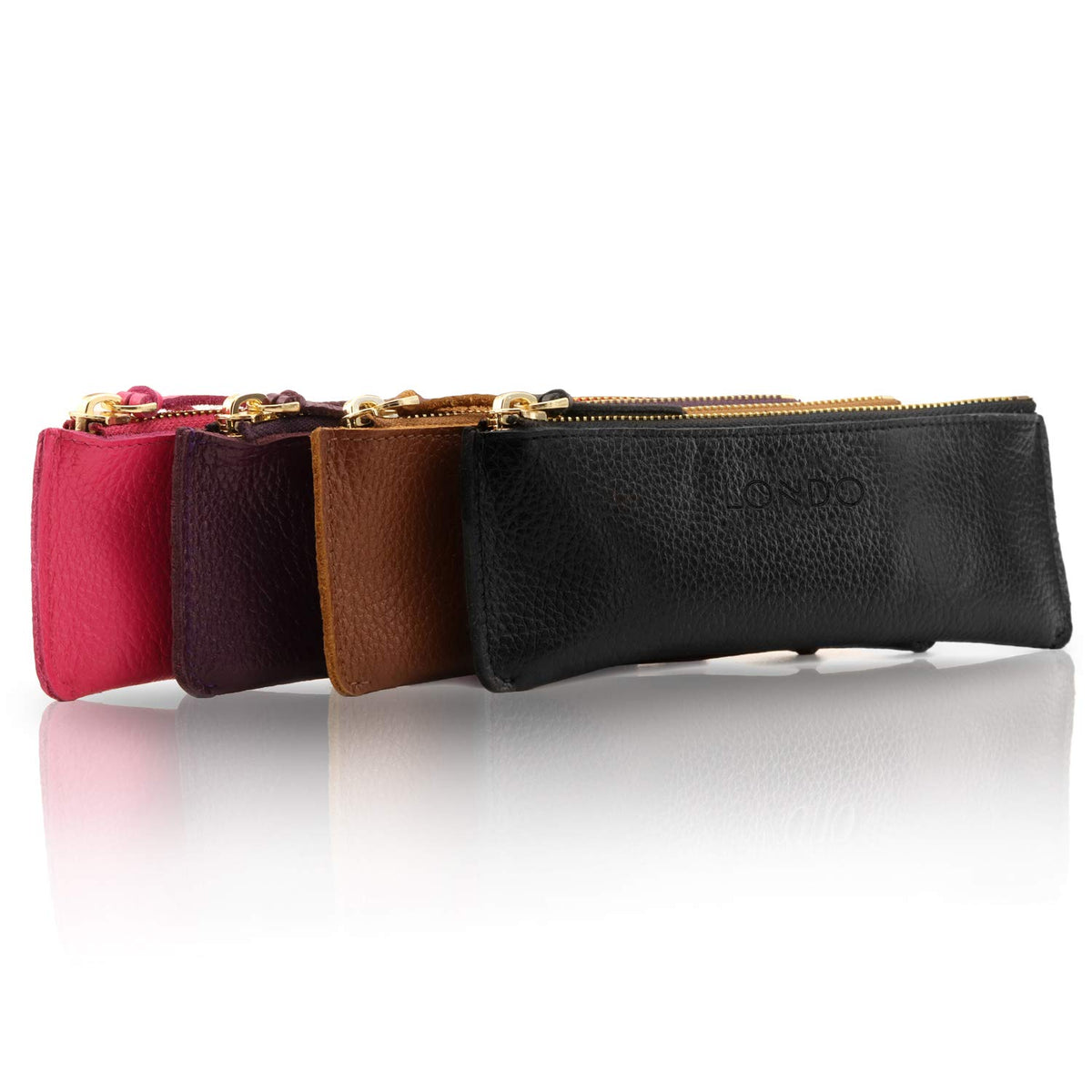 Londo Genuine Leather Pen Case with Zipper Closure, Pencil Pouch Stationery Bag