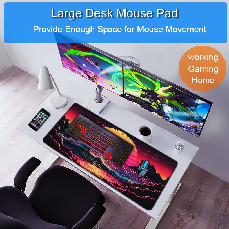 Mouse Pad, 31.5x15.7 inch Large Extended Computer Keyboard Mouse Mat, Water Resist Non-Slip