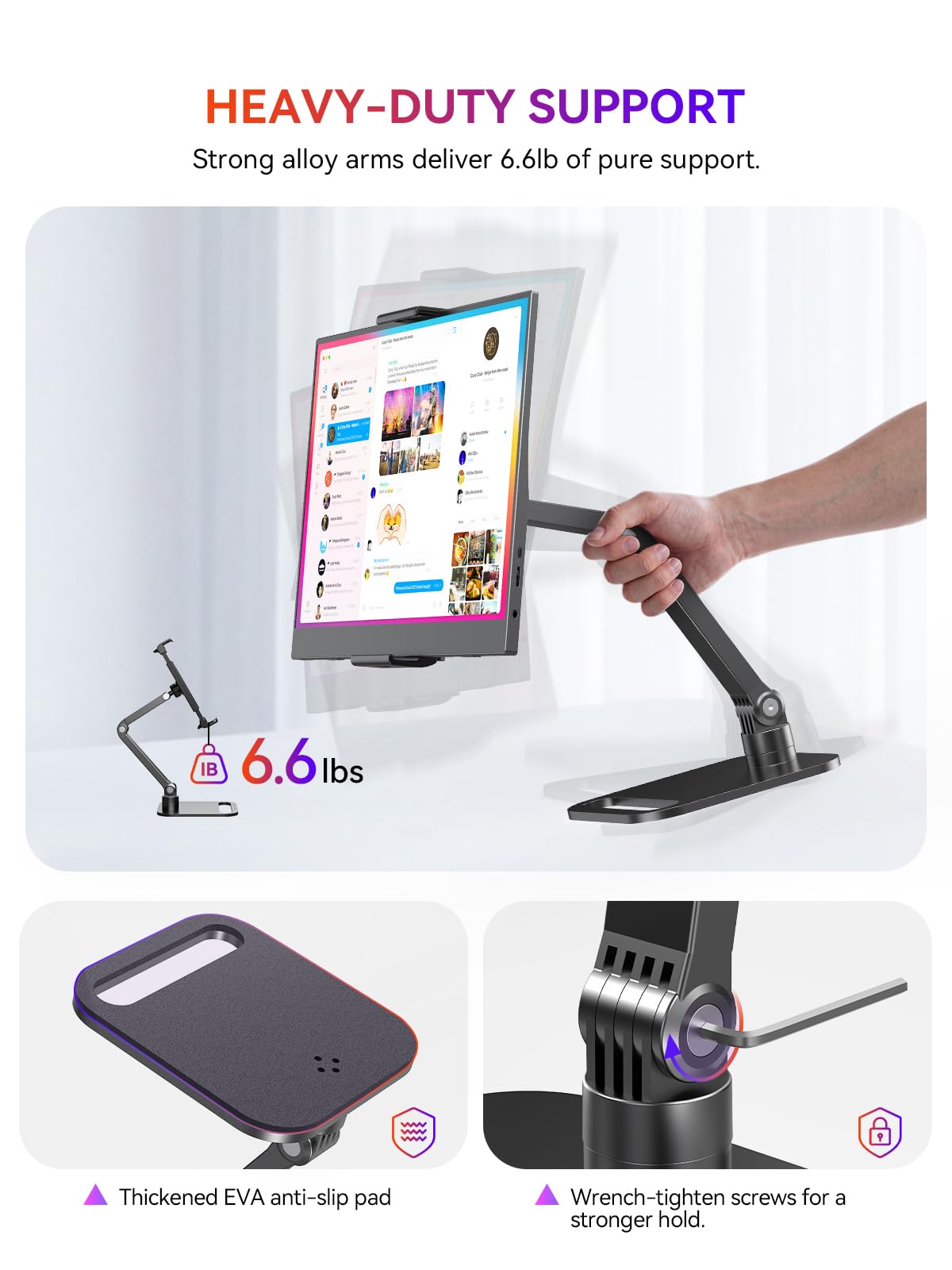 UPERFECT Portable Monitor & Tablet Stand, Heavy-Duty Carbon Steel Mount