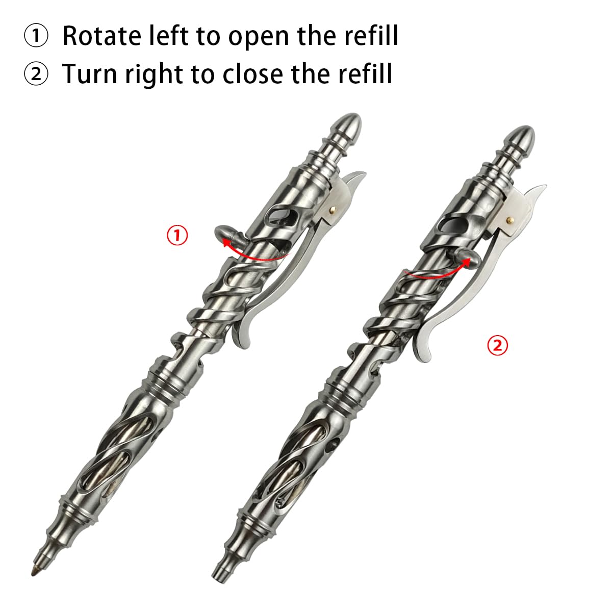 Dr. Metalleung Heavy Duty Stainless Steel Bolt Action Pen - Retractable EDC Pen with Keychain