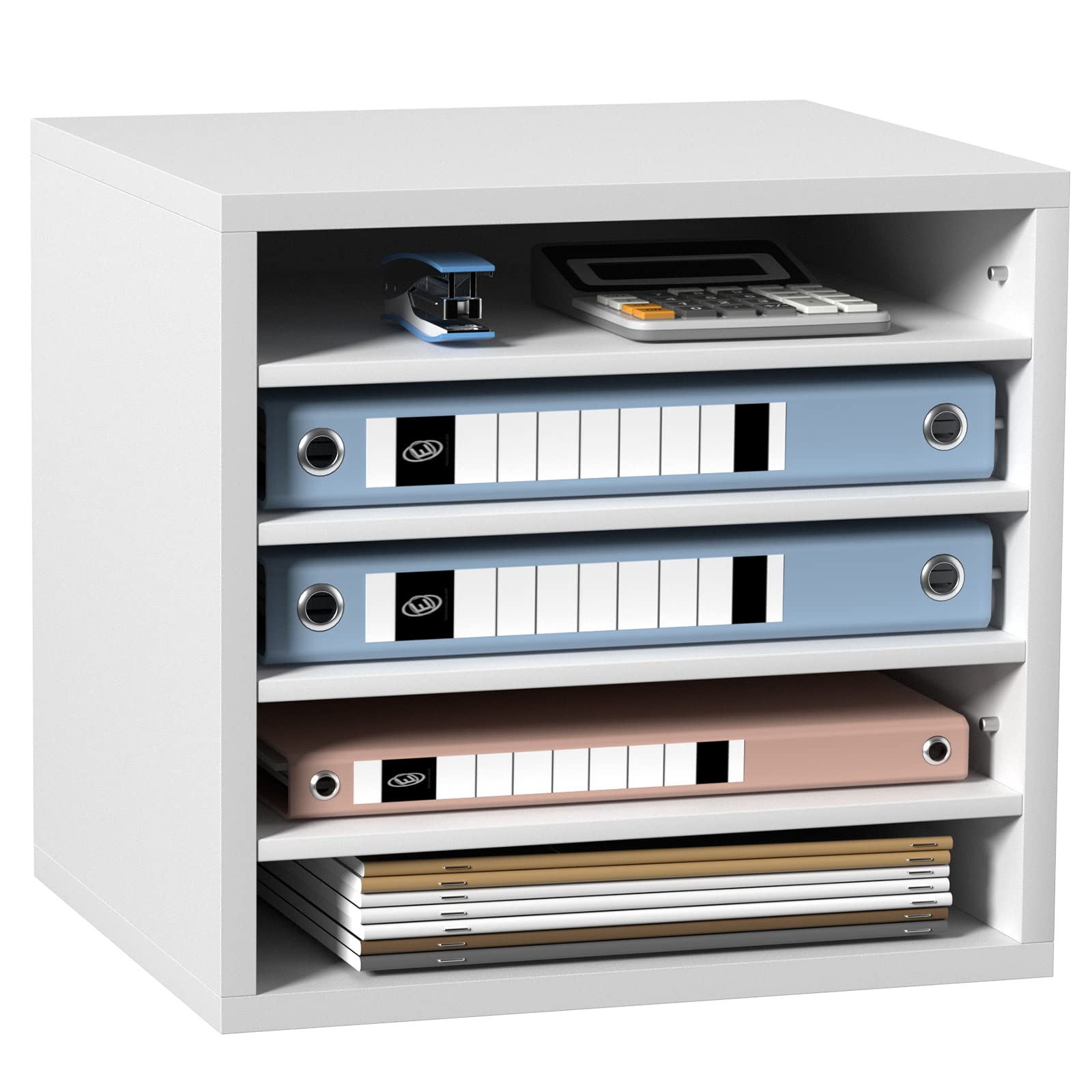 VEVOR Literature Organizers, 5 Compartments Office Mailbox with Adjustable Shelves, Wood Literature