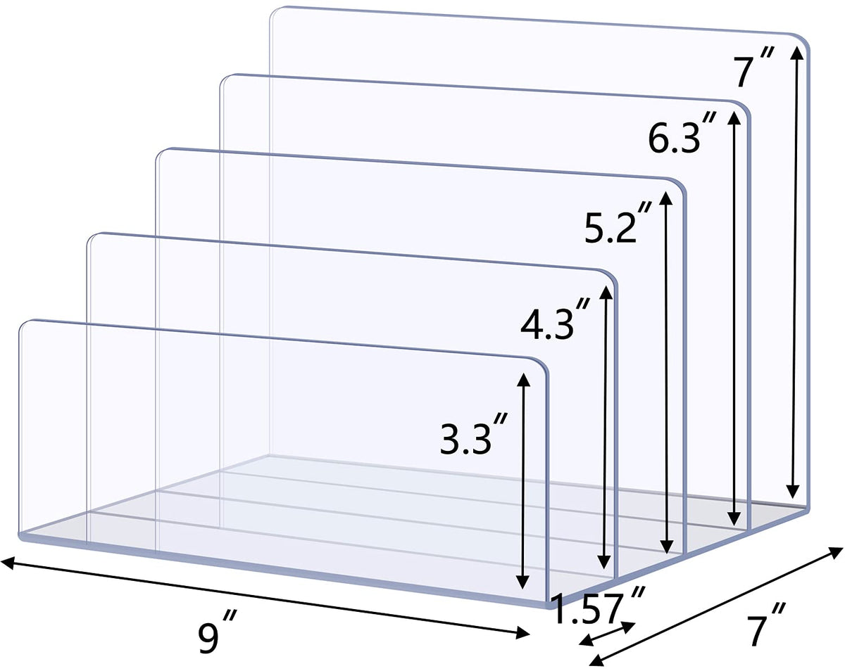 Sooyee Acrylic File Organizer for Desk, Mail Organizer Countertop,Clear