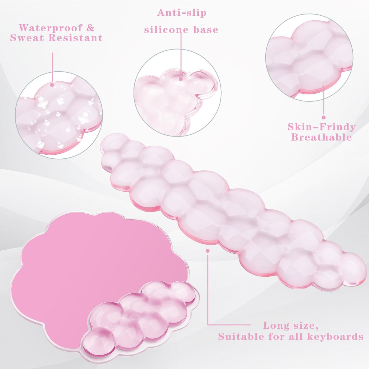 Gel Cloud Keyboard and Mouse Wrist Rest, Cute Wrist Support and Arm Support Rest for Typing Pain