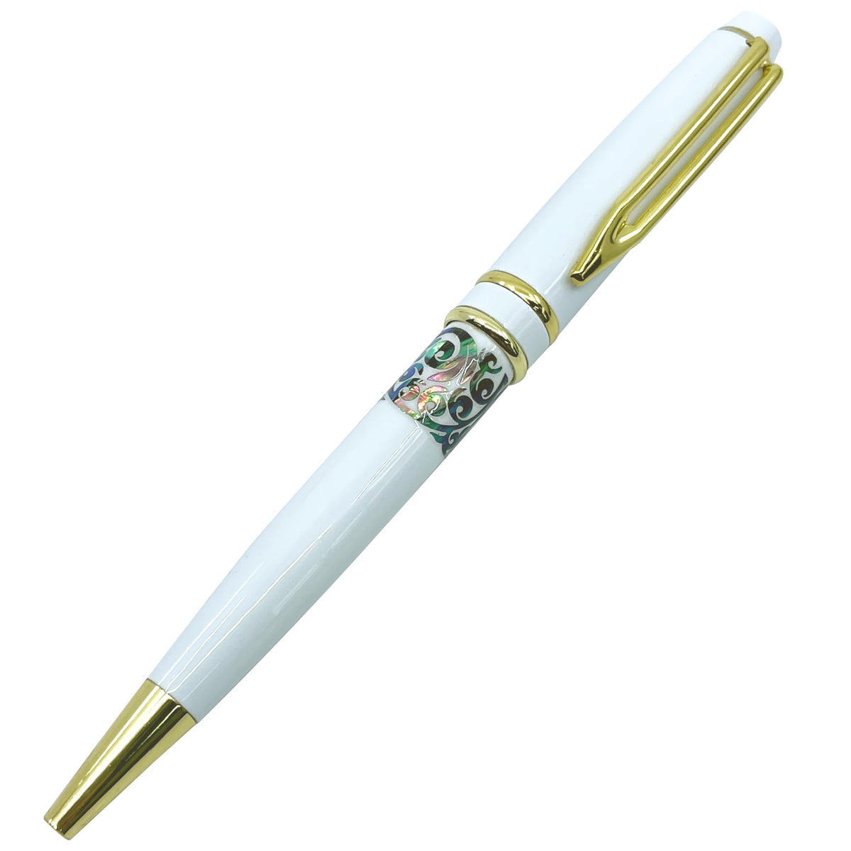 Nacreh Inlay Mother of Pearl Design Handmade Ballpoint Pen Retractable Executive Gift Deluxe