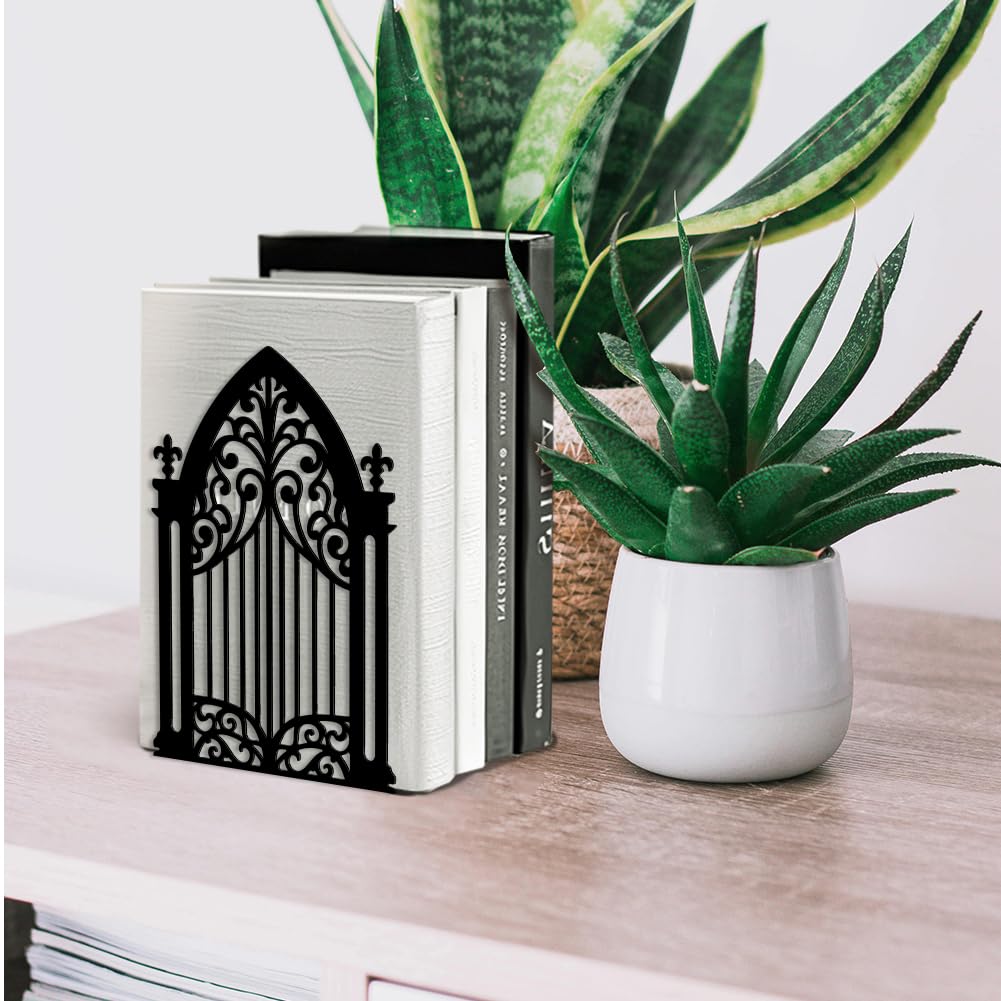 Peacoblue 5.3"x4.3"x7.3" Metal Bookends, Heavy Duty Book Ends for Shelves
