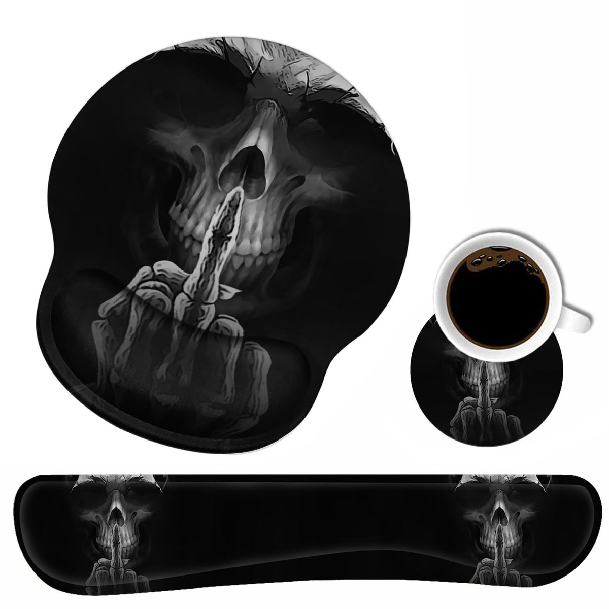 Keyboard Wrist Rest and Mouse Pad Wrist Support Set with Coasters, Non-Slip PU Base Ergonomic