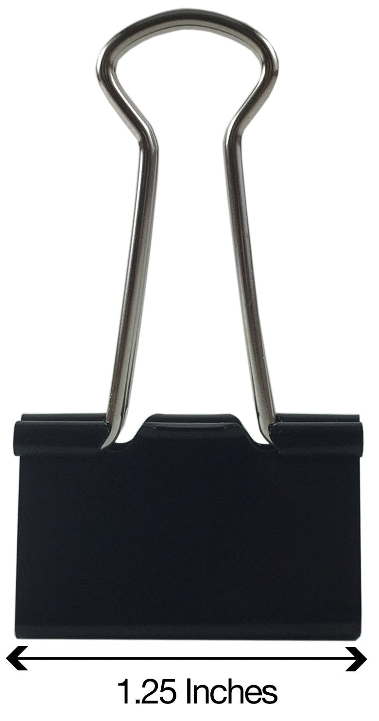 Clipco Binder Clips Medium 1.25-Inch Black 96-Pack