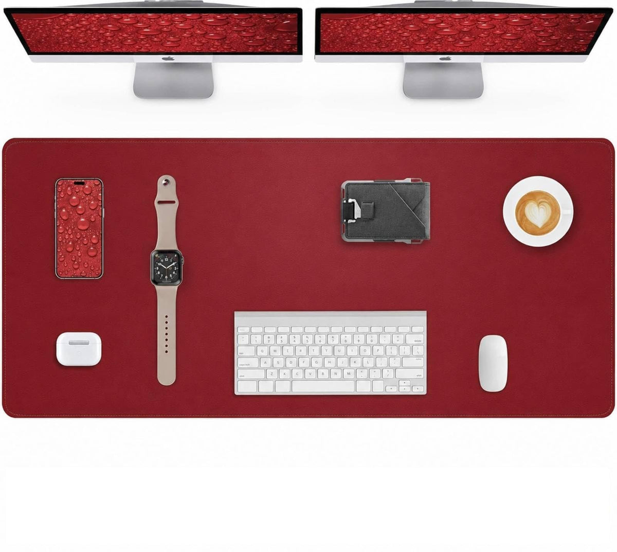 AFIING Large Desk Mat 55" x 24" - PU Leather Desk Pad Protector, Waterproof Non-Slip Extended Mouse
