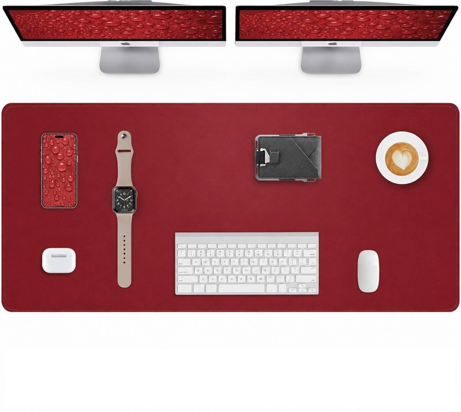 AFIING Large Desk Mat 55" x 24" - PU Leather Desk Pad Protector, Waterproof Non-Slip Extended Mouse