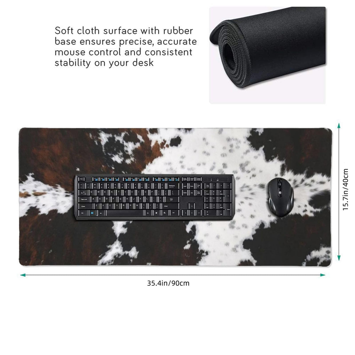 Gaming Mouse Pad, Large Non-Slip Rubber Base Mousepad, Keyboard Mouse Mat, Desk Pad with Stitched