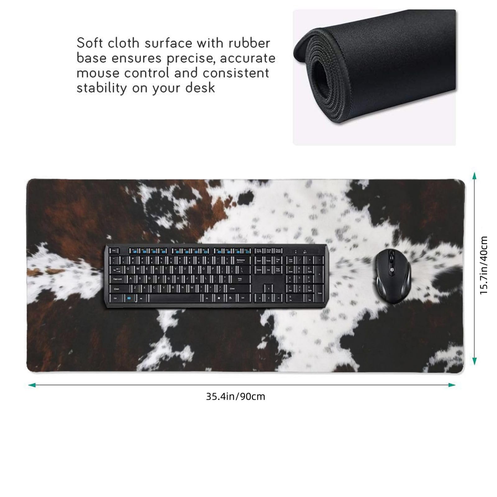 Gaming Mouse Pad, Large Non-Slip Rubber Base Mousepad, Keyboard Mouse Mat, Desk Pad with Stitched