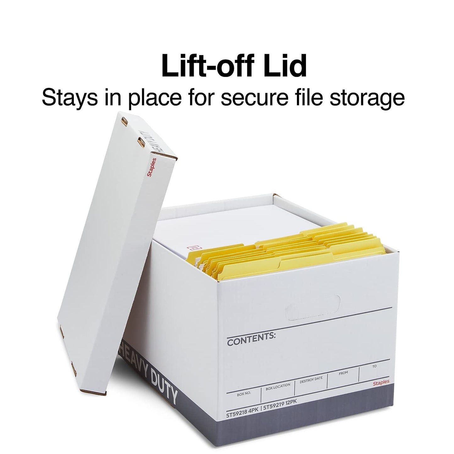 Staples Storage & Filing Box, Heavy-Duty with Handles & Removable Lid, Letter & Legal Size