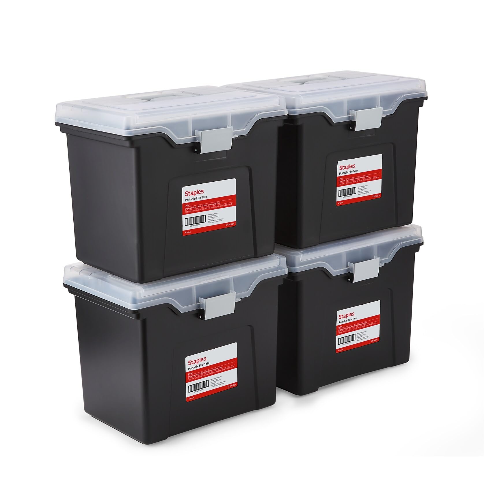 STAPLES File Box Portable Tote, Letter Size, Black, 4/Carton