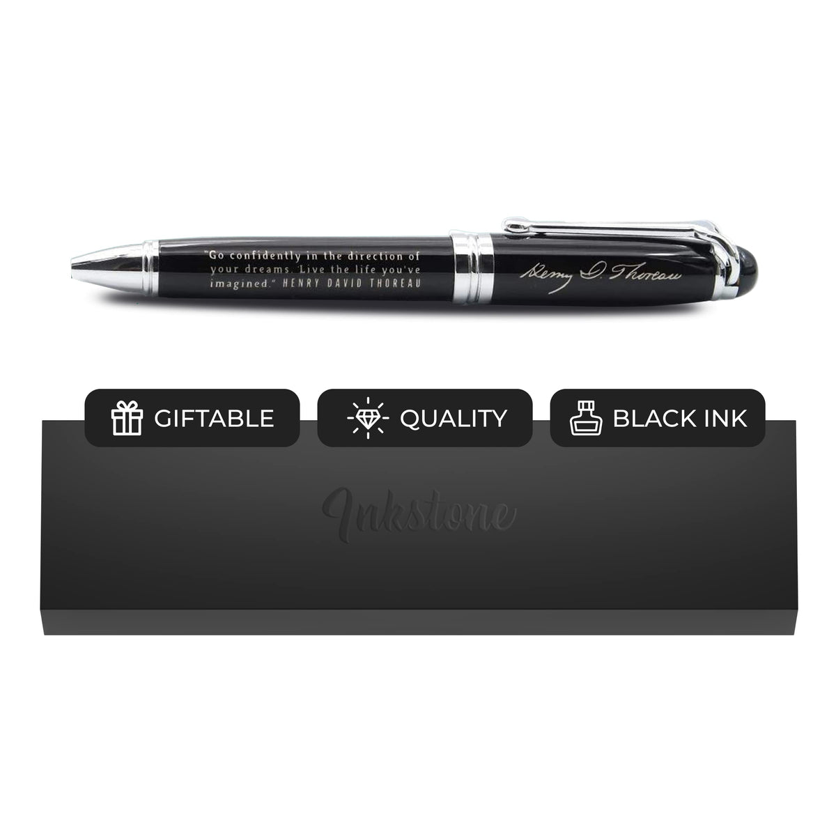 Henry David Thoreau Engraved Luxury Gift Pen with Motivational Quote - Go Confidently in the