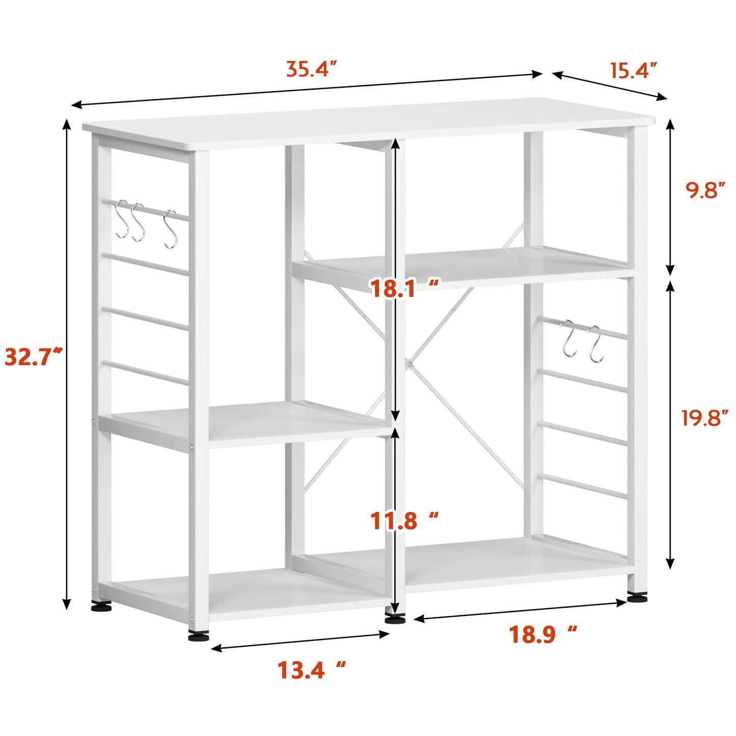 DlandHome Microwave Cart Stand 35.4 inches, Kitchen Baker's Rack Utility Storage Shelf Microwave